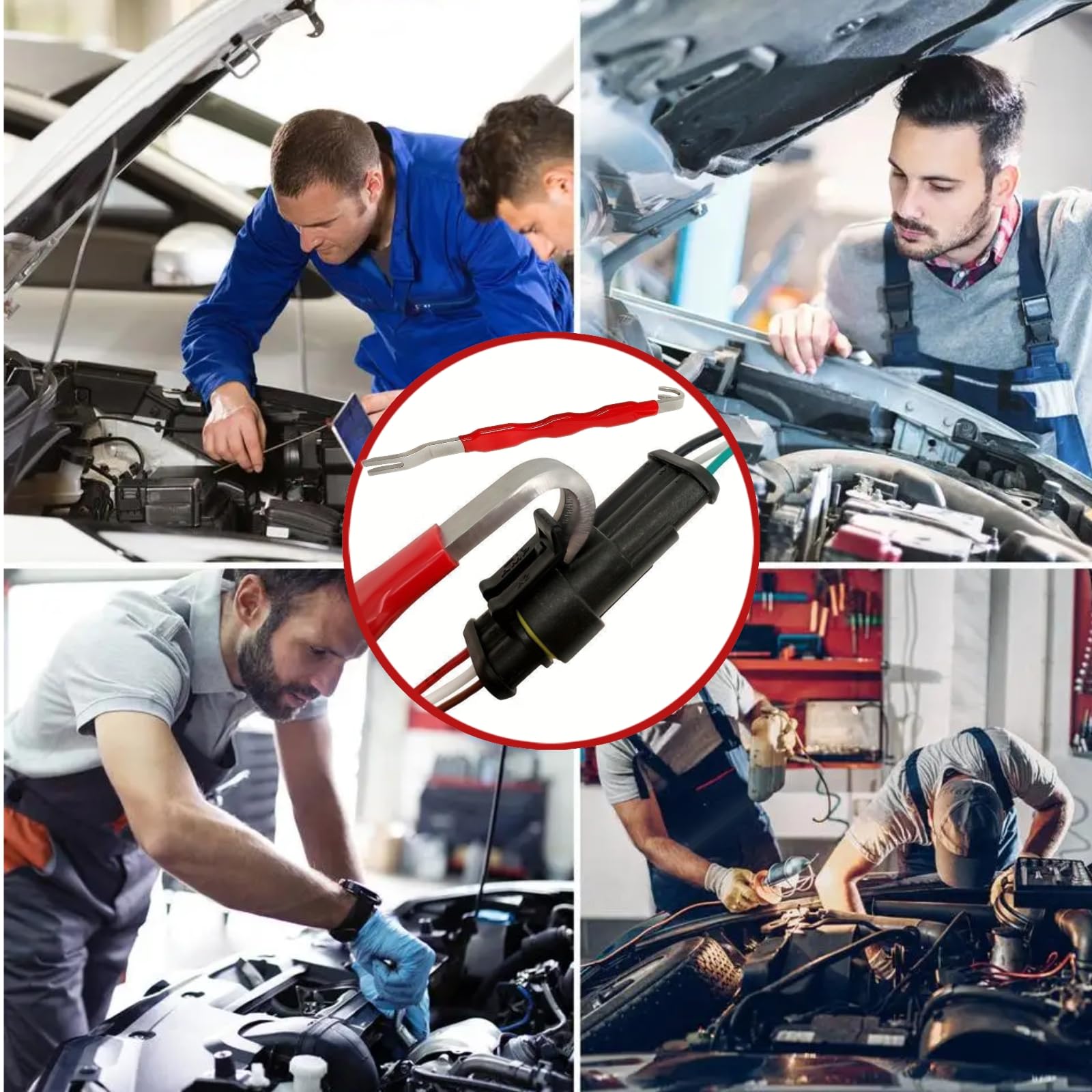 Entriegelungswerkzeug kfz Stecker Abzieher Steckverbinder Trenner Elektrischer Kfz Steckerlöser,Universeller Elektrostecker Abzieher Kabelbaum-Entriegelung für Auto Reparatur (Style B-2xRot)