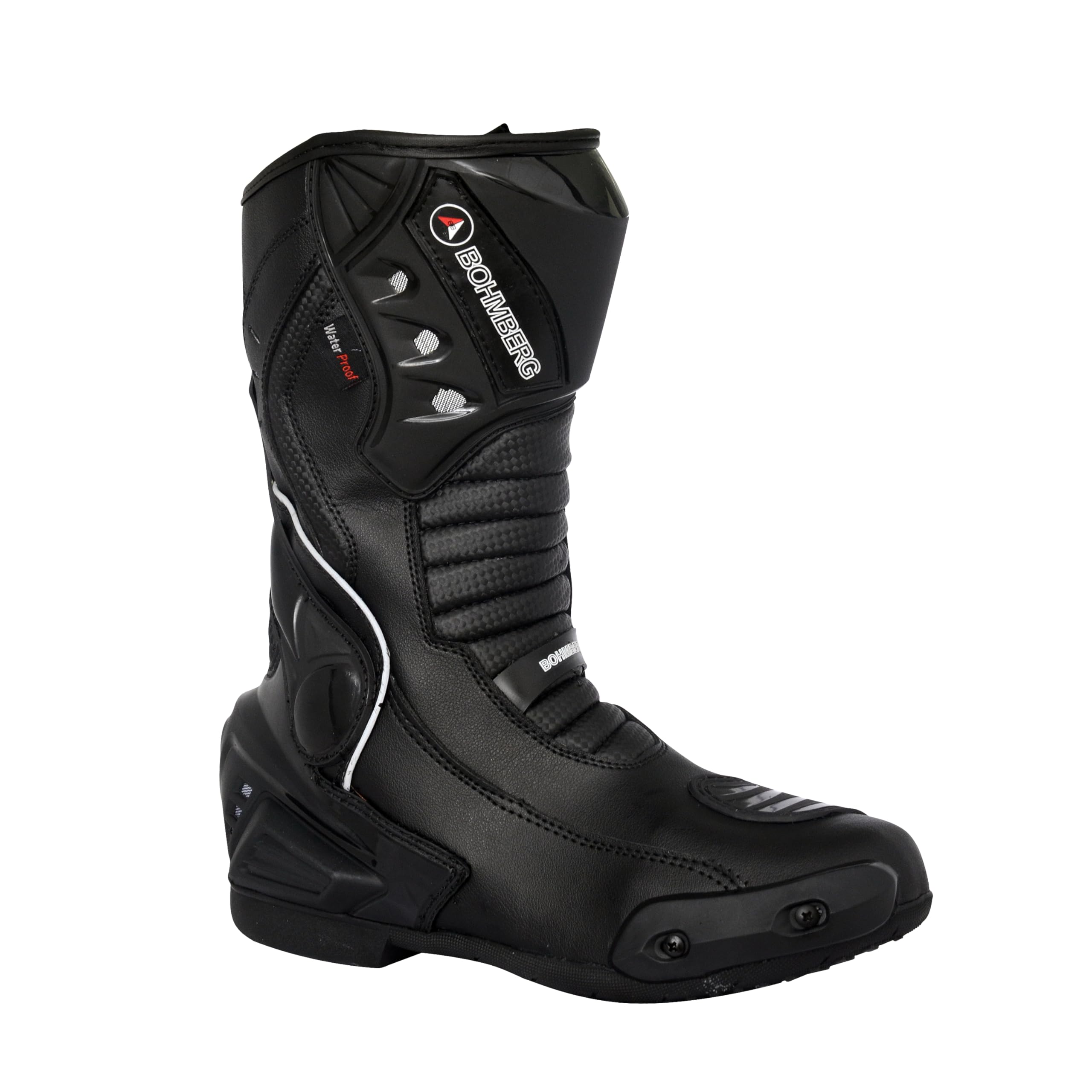 Bohmberg Botas de moto para hombre, deportivas, de piel, estables,protectores reforzados integrados, con protección en los tobillos, ergonómicas, botas moteras, biker, motorista - 42
