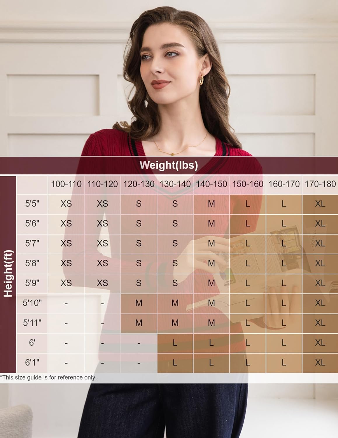 AmélieBoutik Women Casual V Neck Long Sleeve Preppy Sweater Trendy Striped Cable Knit Blouse Tops - Image 3