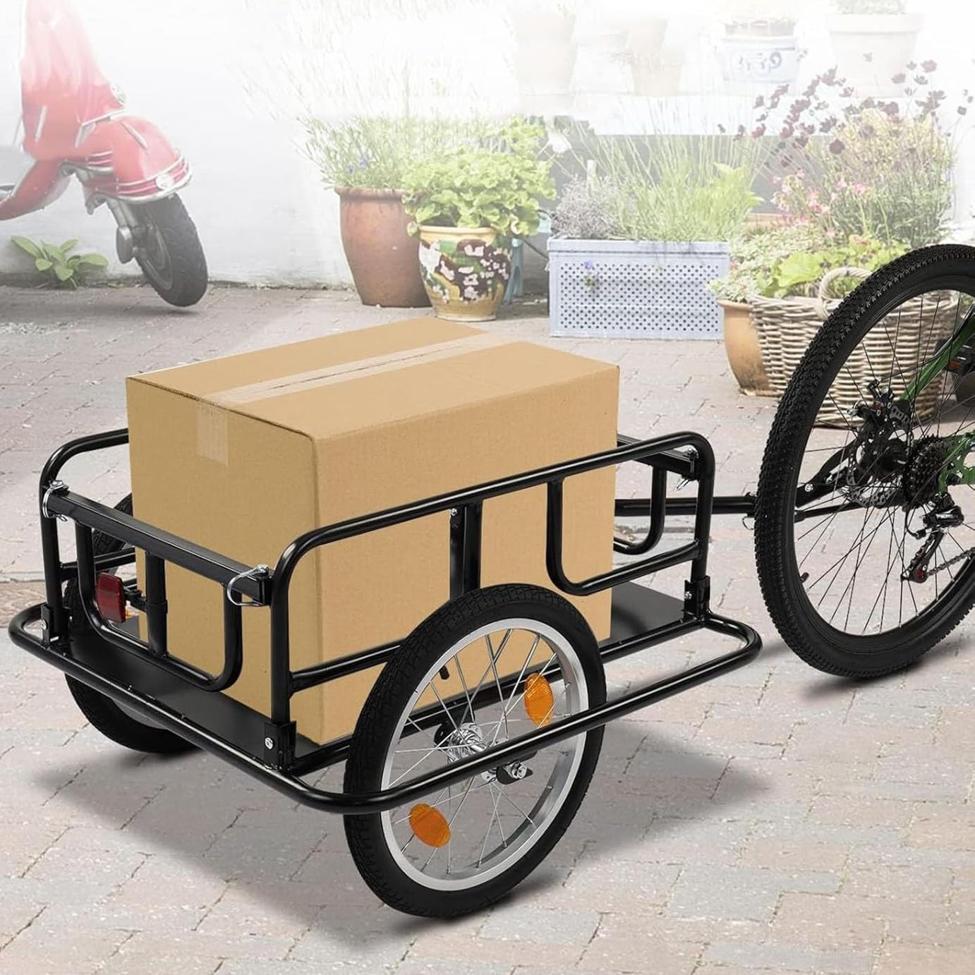 Bike Cargo Trailer - Detachable + Foldable, Bicycle Traction Tool Car, Wagon Bicycle Trailer, 60kg Max Load, for Hauling Luggage Tools
