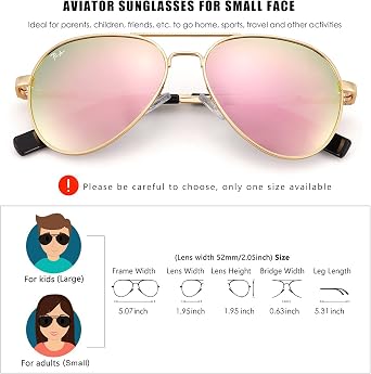 Pro Acme Kids Aviator Sunglasses for Boys Girls, Polarized Small Face for Youth Juniors Age 3-18, with Two Sizes 50MM 52MM