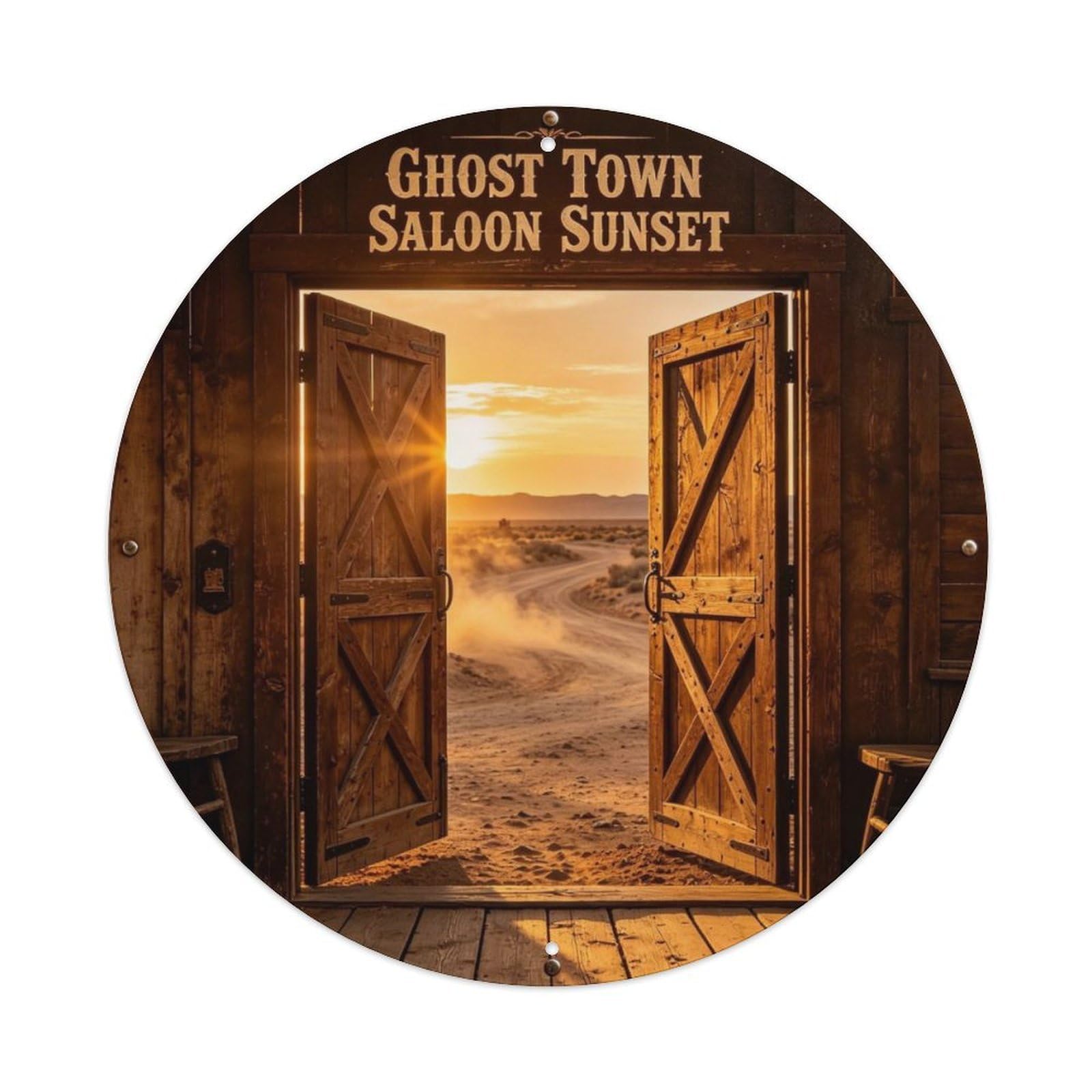 Ghost Town Saloon Sunset Metal Tin Sign Plaque