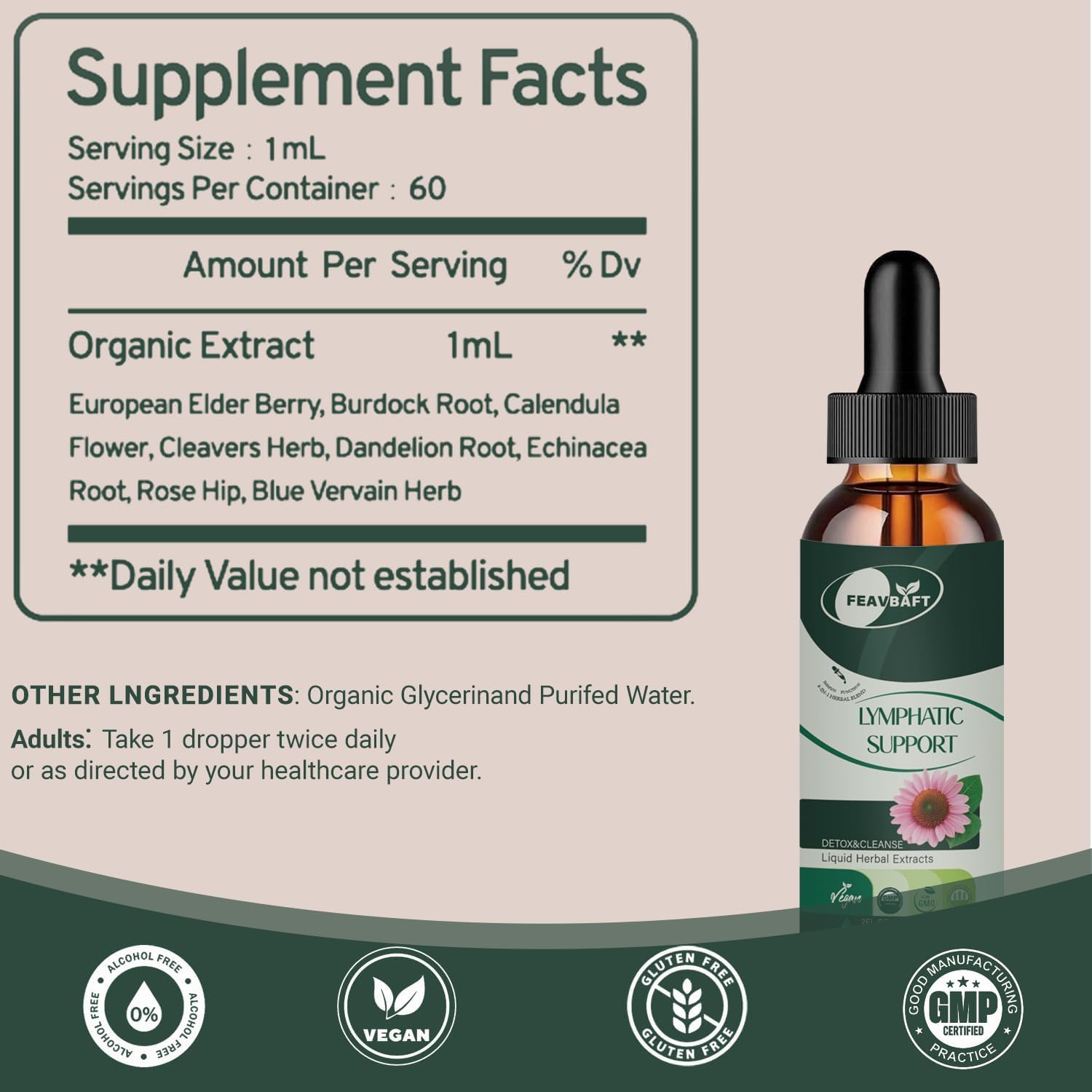 Liposomal Lymphatic Drainage Drops - Lymph Detox Cleanse & Immune Support with-Echinacea, Dandelion, Burdock-Supports Lymphatic Health 2 FL.OZ - Image 4