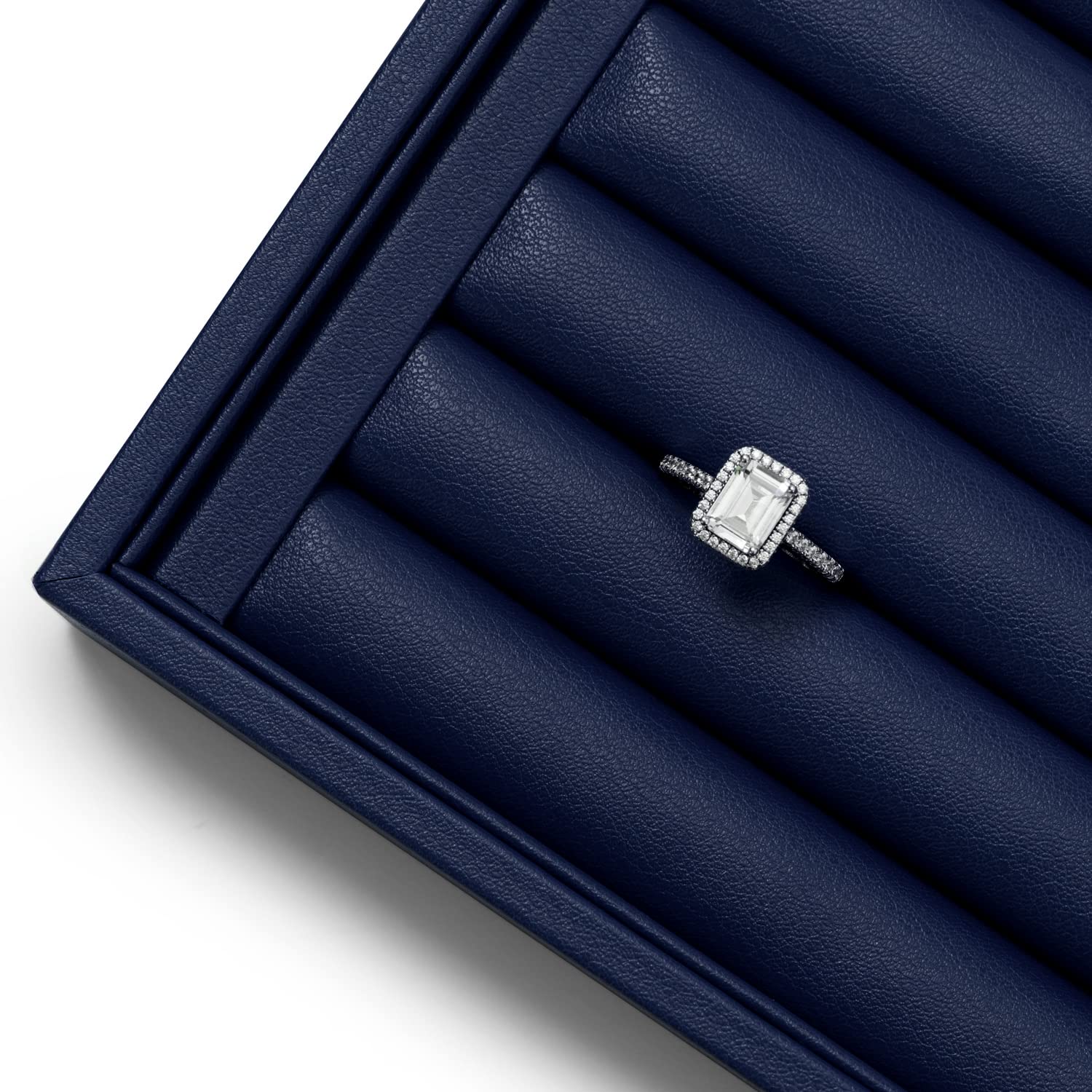 Oirlv Elegante bandeja organizadora de anillo azul apilable bandejas de joyería cajón organizador anillo pendiente almacenamiento