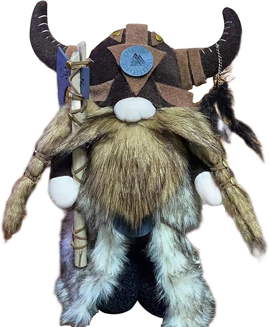 Fiorky Viking Warrior Gnome Doll, Fall Winter Farmhouse Gnome Plush Decor Indoor, Nordic Gnomes Decorations for Home, Christmas Decorations Plush Gnome Doll Ornaments Faceless Doll Dwarf