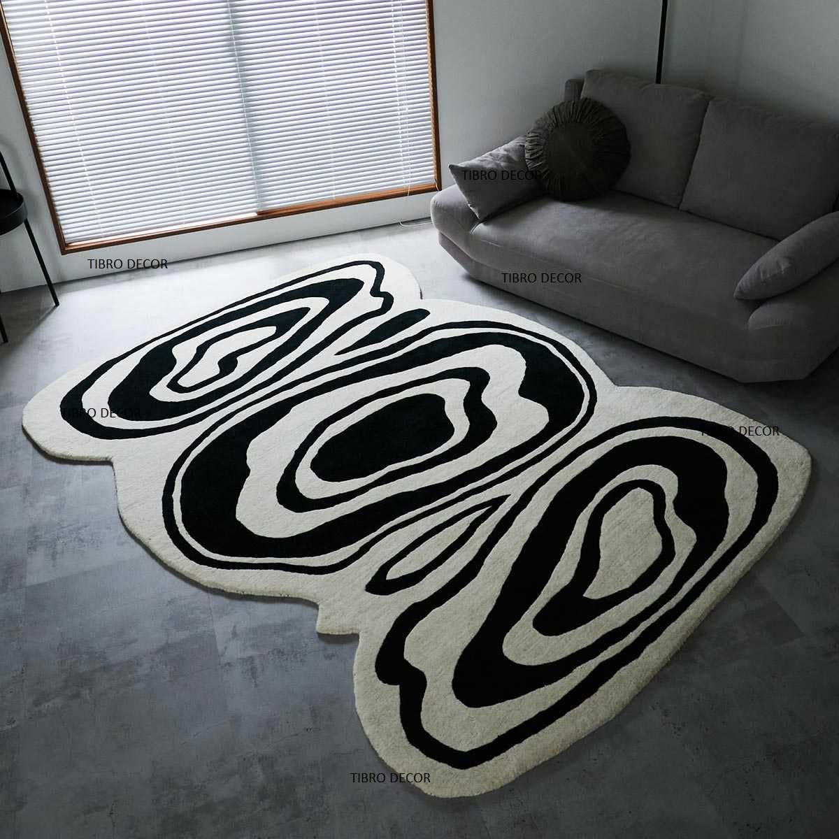 Sponsored Ad - Handmade Tuffted Pure Woollen Irregualr Shape Rectangular Carpet for Living Room Bedroom(4x6feet,Multi)