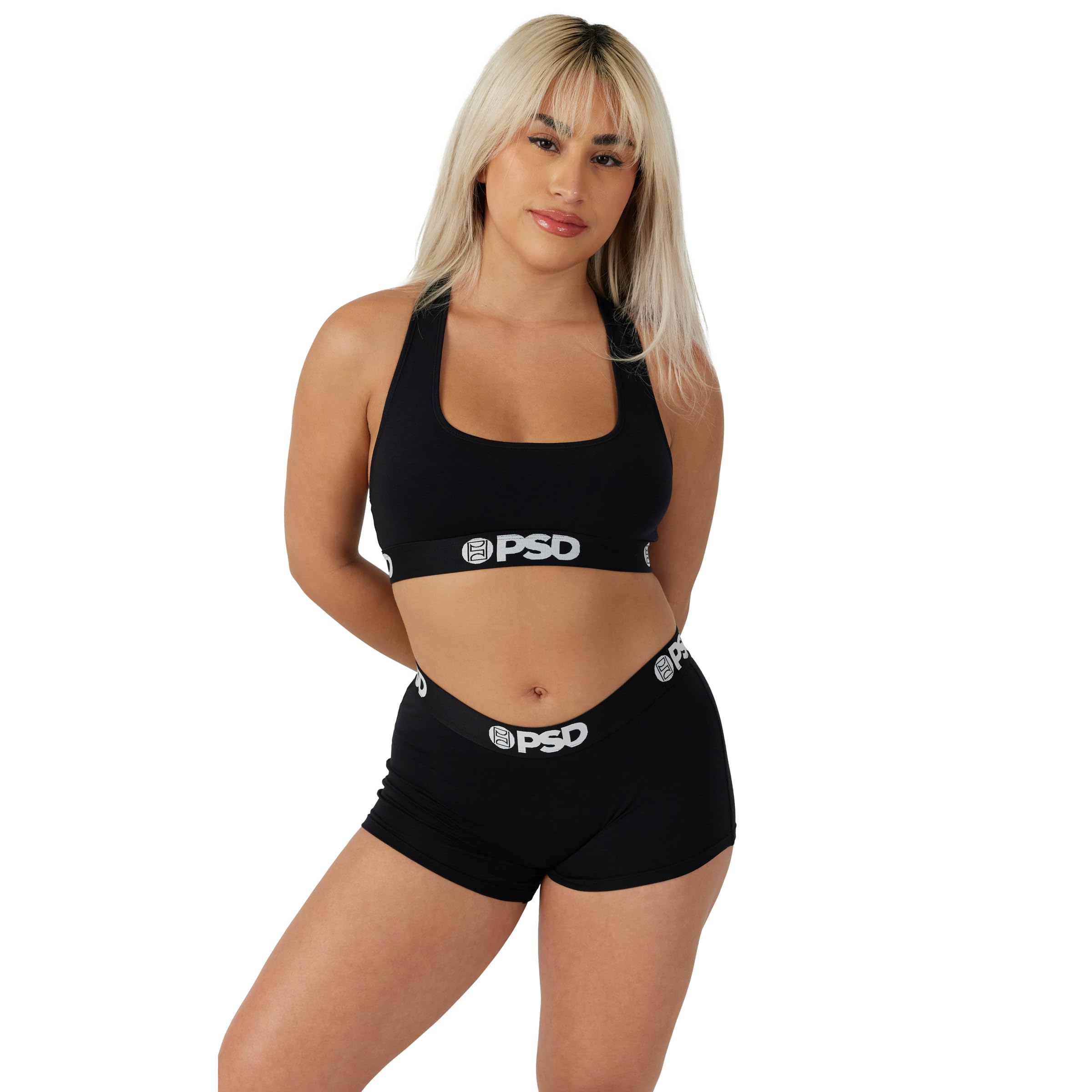 PSD Women's Black Racerback Sports Bra for Women, Modal Fabric Comfortable Exercise Bras for Women, Ideal for Yoga and Gym Workouts