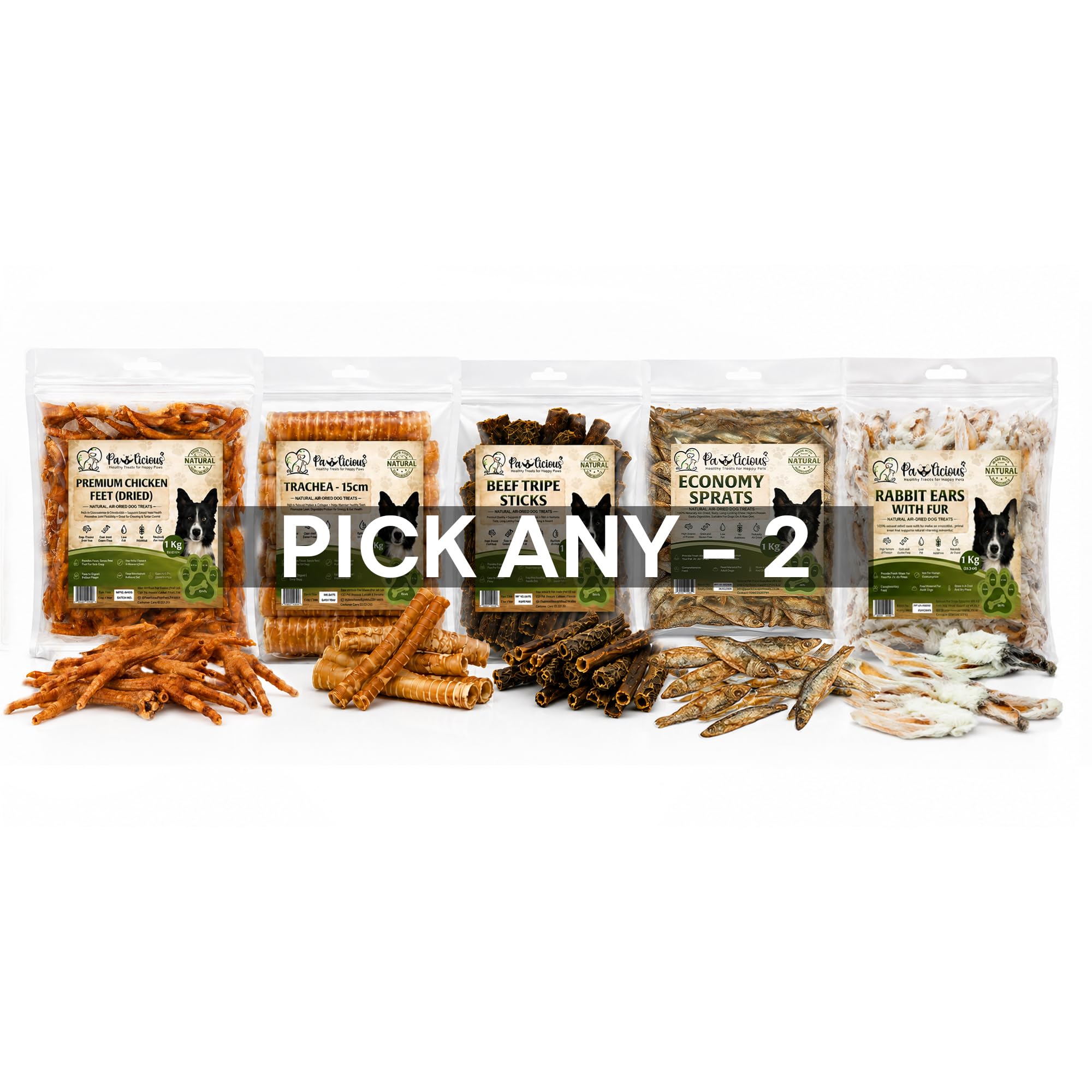 Pawlicious 2kg Dog Treats Box – Choose Any 2 from 5 1Kg treats