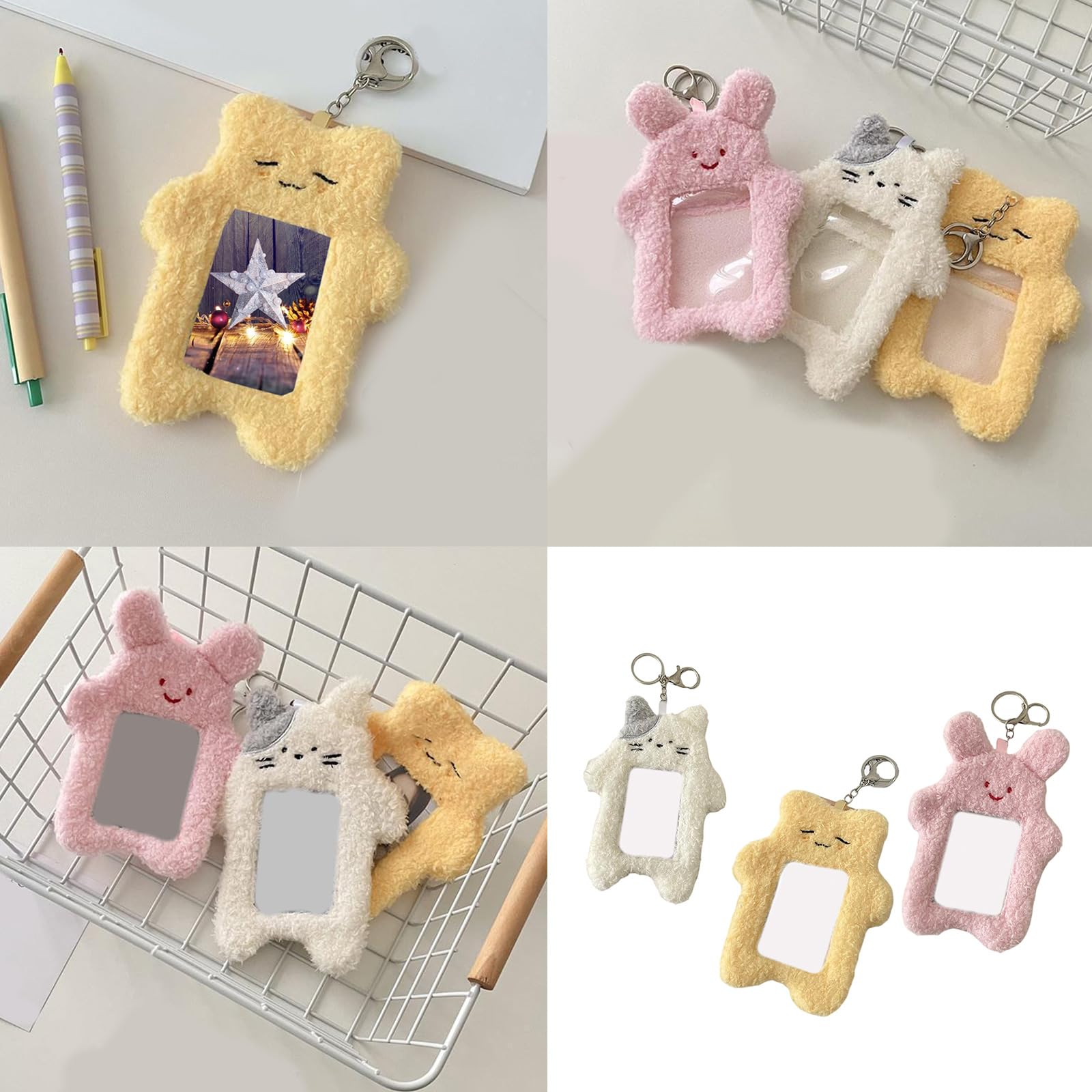 RGYBAO Cartoon Plush Card Holder Plush Animal Card Covers Card Sleeves Photo Card Holder Photocard Holder Keychain Bag Charm, Butter, 15x11cm, As Pictures Shown