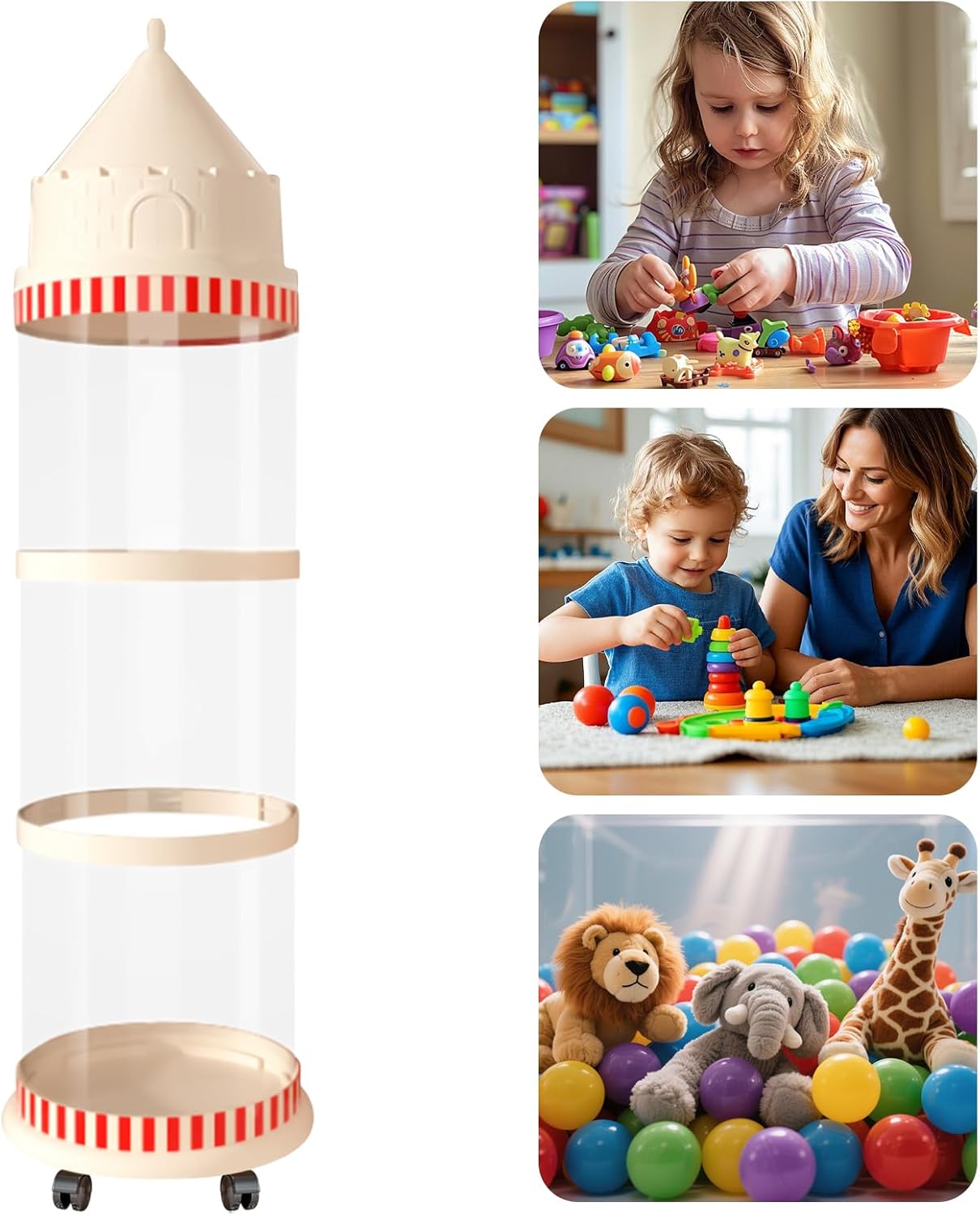 Plush Storage Tube,Vertical Transparent Doll Holder | Dustproof Castle Plush Toy Display Tube for Living Room Balcony Garage Dorm Classroom Bedroom Nursery