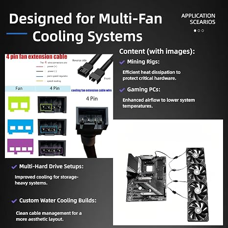 4-Pin PWM Fan Splitter Cable - PST Extension,Fan Splitter,pc Fan Splitter,pwm Fan Splitter,Daisy Chain pc Fans,Fan Splitter 4 pin,4 pin Fan Splitter (1 x 5-pin PWM Connector-104cm/40in)