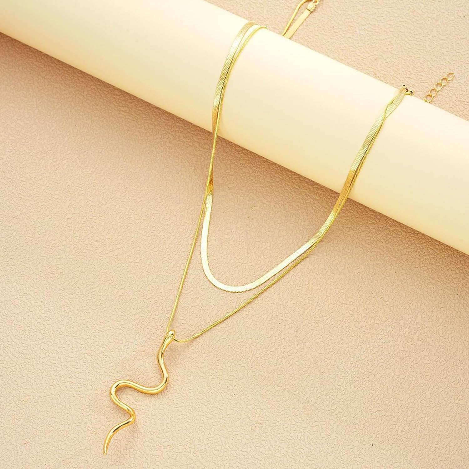 Gold Snake Necklace for Women Layered Silver Gothic Serpent Necklace Trendy Retro Snake Pendant Necklace Punk Grunge Jewelry Gift - Image 4