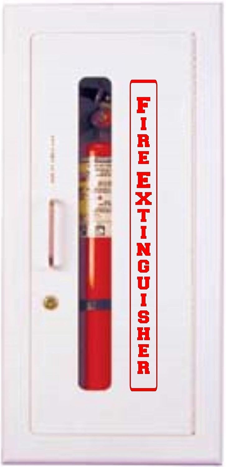Vertical Premium Self-Adhesive Vinyl Fire Extinguisher decal for Cabinet RED 2" x 18" construction bulk pack of 10