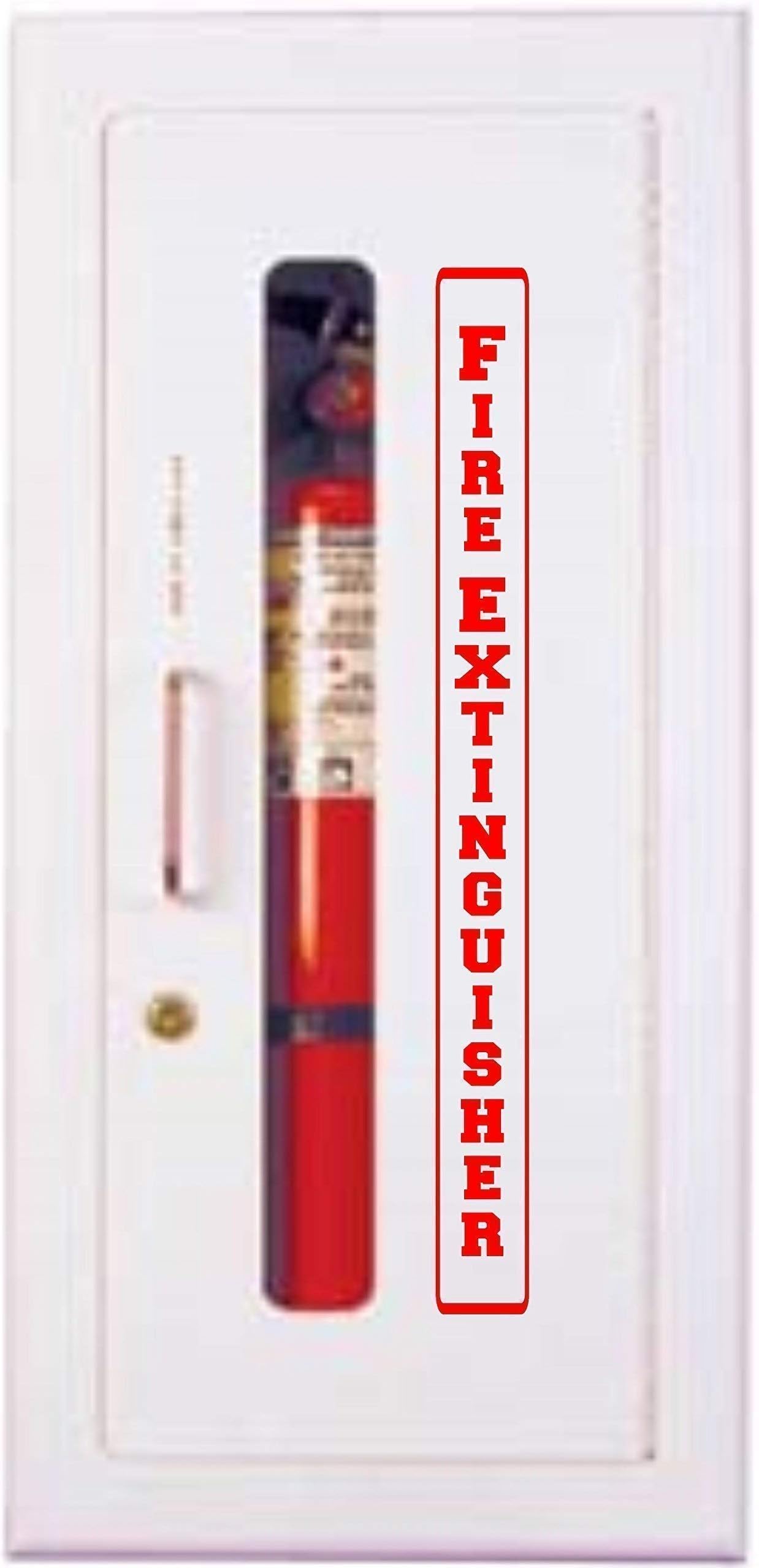 Vertical Premium Self-Adhesive Vinyl Fire Extinguisher decal for Cabinet RED 2" x 18" construction bulk pack of 10