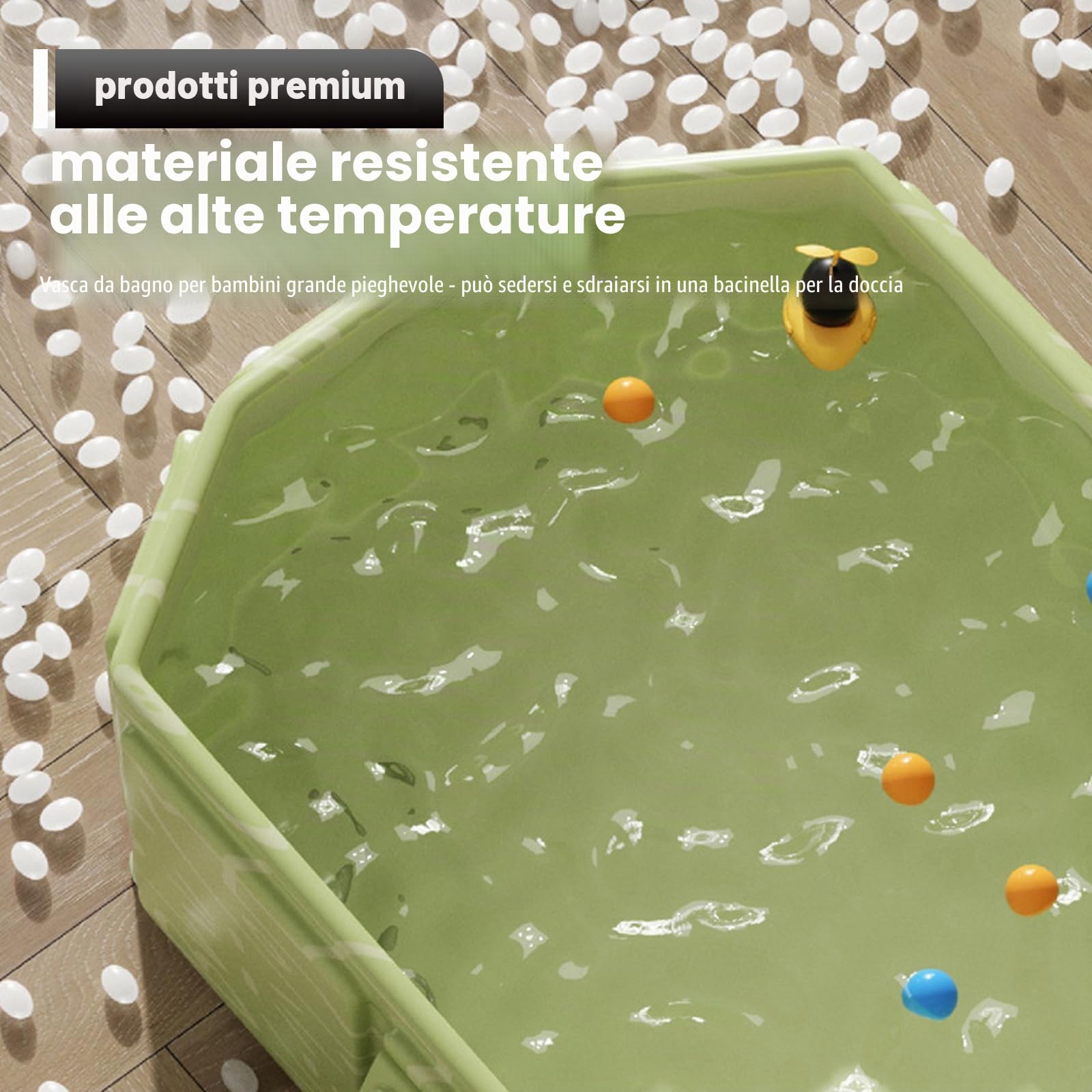Vasca da bagno pieghevole per bambini, grande vasca da bagno per bambini, pieghevole, portatile, pieghevole, per la doccia, salvaspazio, rettangolare, ideale per il bagno di ghiaccio caldo 0-5 anni
