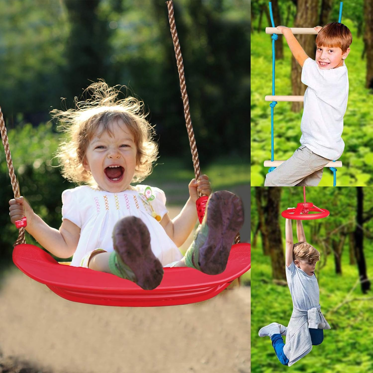 Ninja Warrior Obstacle Course for Kids with 5 Play Modes,2X65FT Ninja Slackline with Swing,Ladder,Monkey Bars,Gym Rings,Rope Knots,Portable Training Equipment : Toys & Games