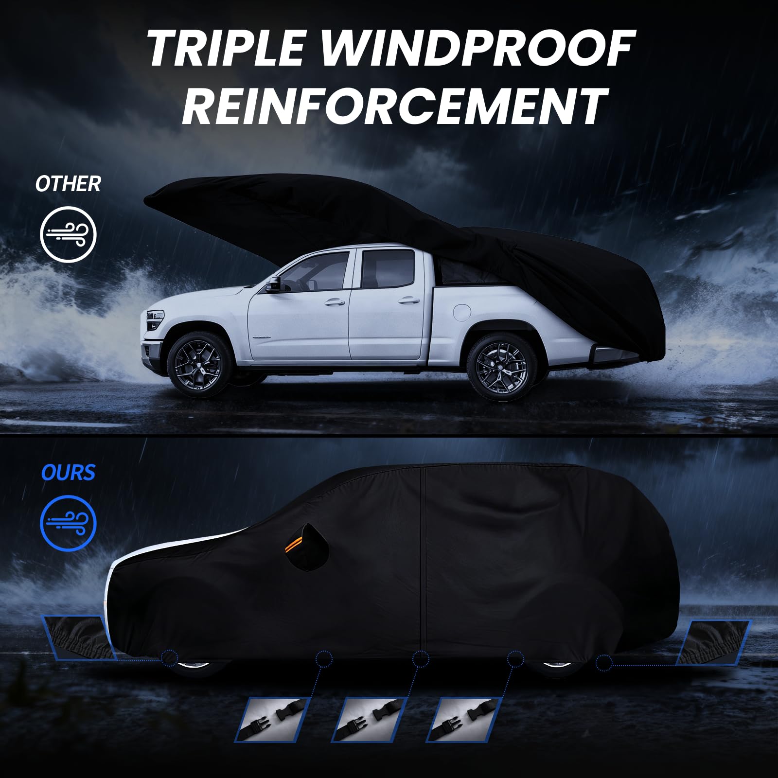 Multi-Layer Car Cover Custom Fit for Toyota Highlander(2000-2026), 100% Waterproof All Weather for Automobiles, Gift with Towel, Heavy Duty Car Covers for Rain Sun UV Protection with Door Zipper - 5