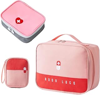 Medikament Tasche, 3 Stück Wasserdichte Medizin Aufbewahrungstasche Medikamententasche Leer Erste Hilfe Tasche Große Kapazität Medizinische Notfalltasche für Home, Office, Reisen (Rosa)