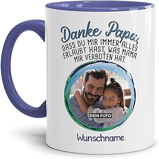 Tassendruck Tasse für Papa mit Foto und Name Personalisieren - Danke Papa - Persönliches Gesc...