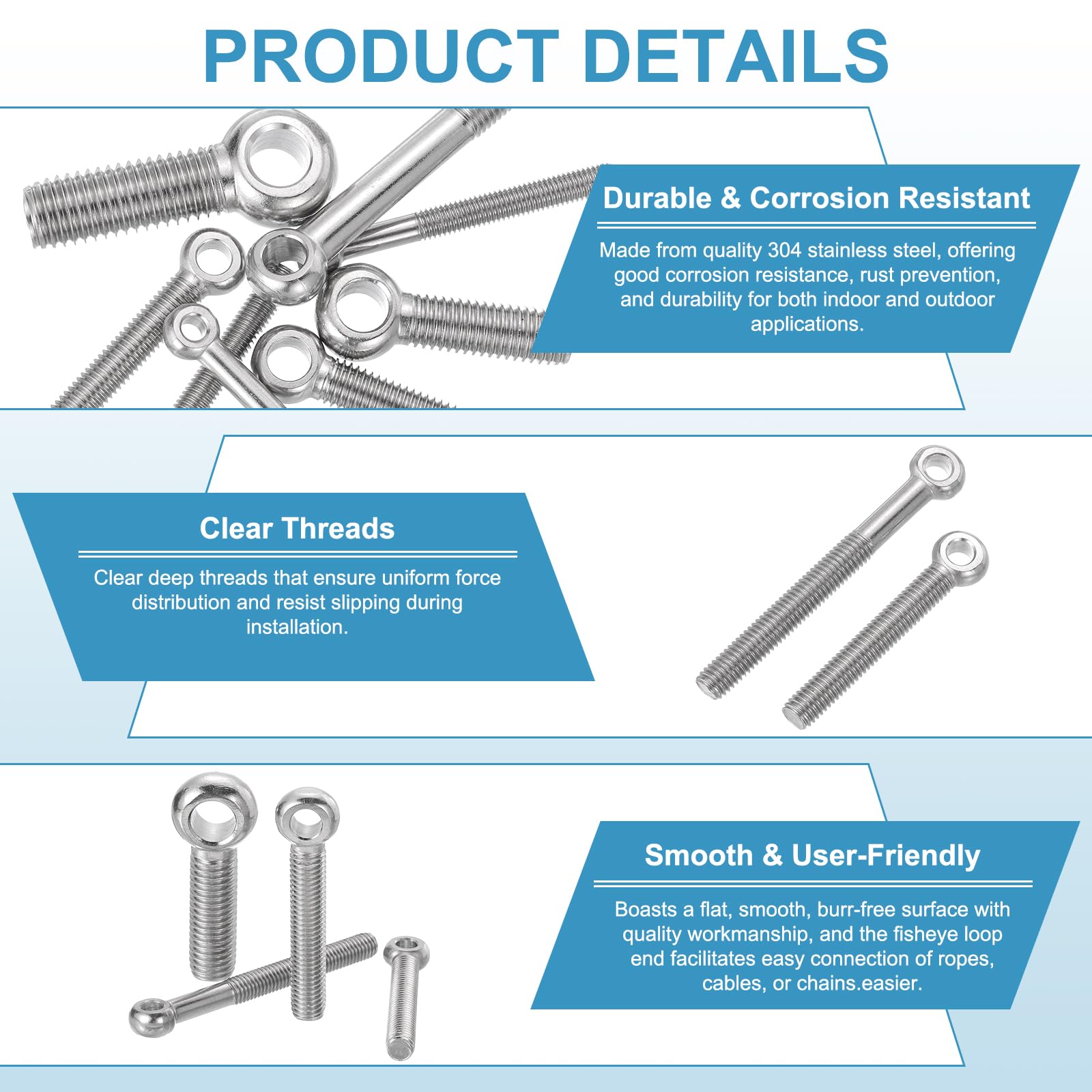 PATIKIL 2 Pcs M16x85mm Shoulder Swing Lifting Eye Bolt - Image 3