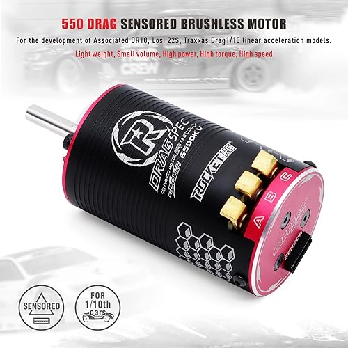 Miniatura 3 de Surpass Hobby 550 Drag Motor sin escobillas Motor sensor de 4 polos para el desarrollo de modelos de aceleración lineal asociados DR 10 Losi 22S
