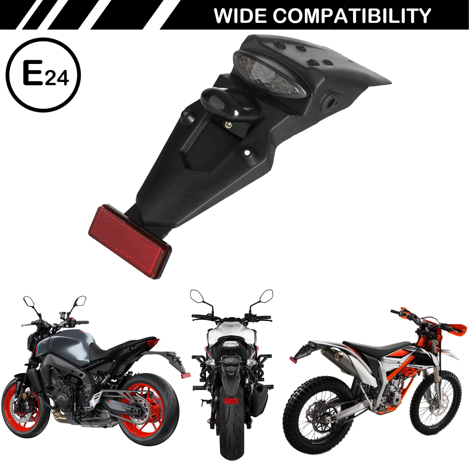 DREAMIZER 12V LED Moto Parafango Posteriore Coda Freno Luce di Arresto Luce Targa Riflettore Universale per Motocross ITV Off-Road Street Bike Dirt Bike Pit Bike TZR 50 HM 50 XR 400