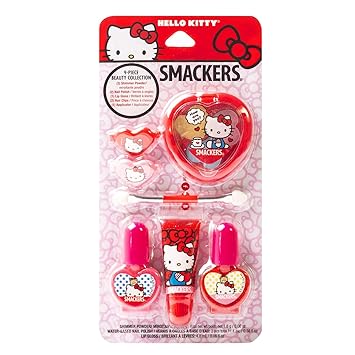 Lip Smacker Sanrio Hello Kitty Makeup Set, Kids Color Collection, 3 Moisturizing, Smoothing Soft Shine, Hydrating & Protecting Products, Fun Flavors, Cruelty-Free & Vegan