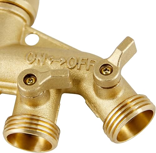 Miniatura 3 de Triumpeek Divisor de manguera de latón de 4 vías, conector de manguera de jardín resistente de 4 vías de 3/4 pulgadas, adaptador de manguera sólido