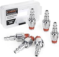 Vista 7 de Accesorios de manguera de aire, 3 piezas de conectores de manguera de aire giratorios de 360 grados, accesorios de aire NPT macho y hembra de 1/4