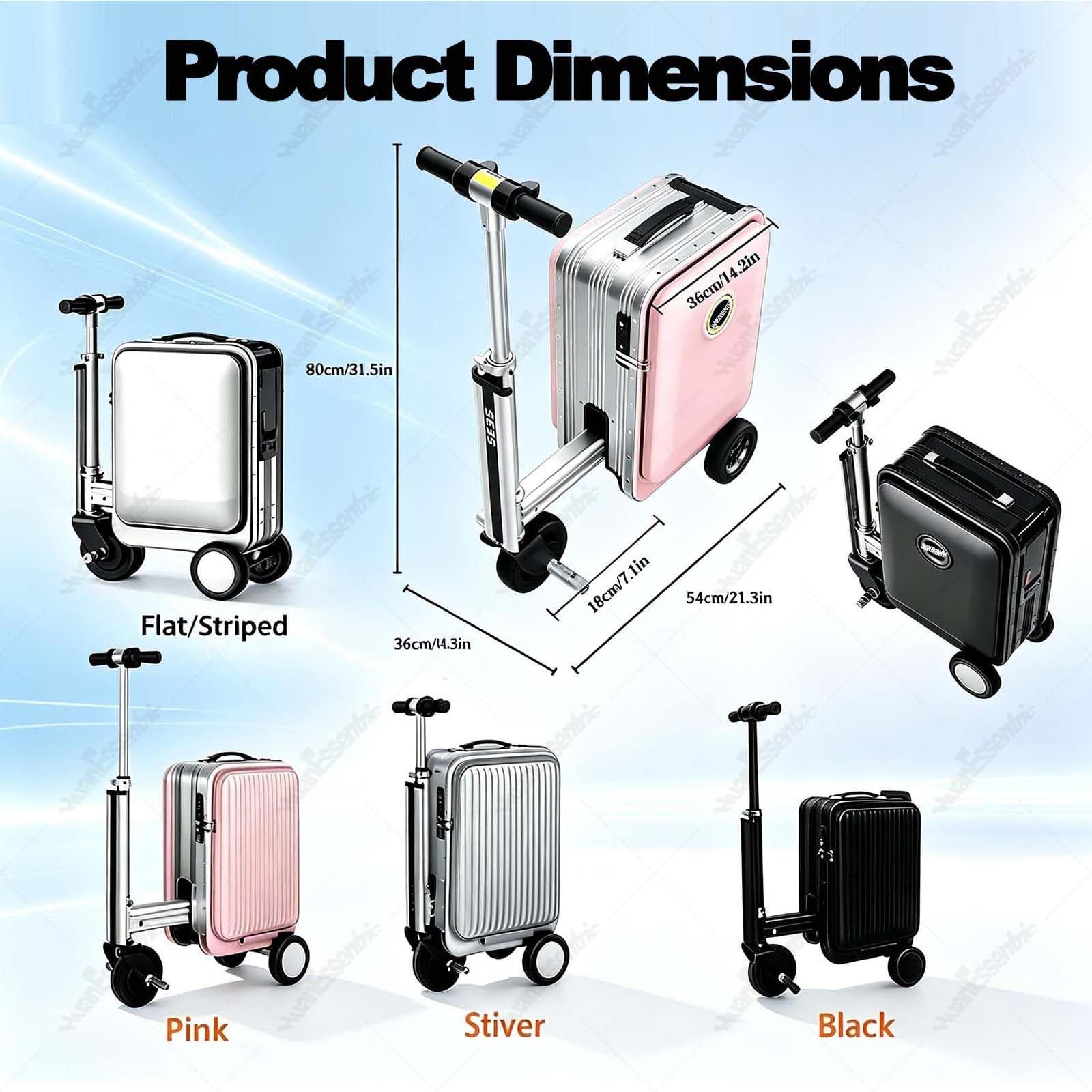 Maleta Eléctrica Manejable,Equipaje for Scooter for Adultos C-Silver