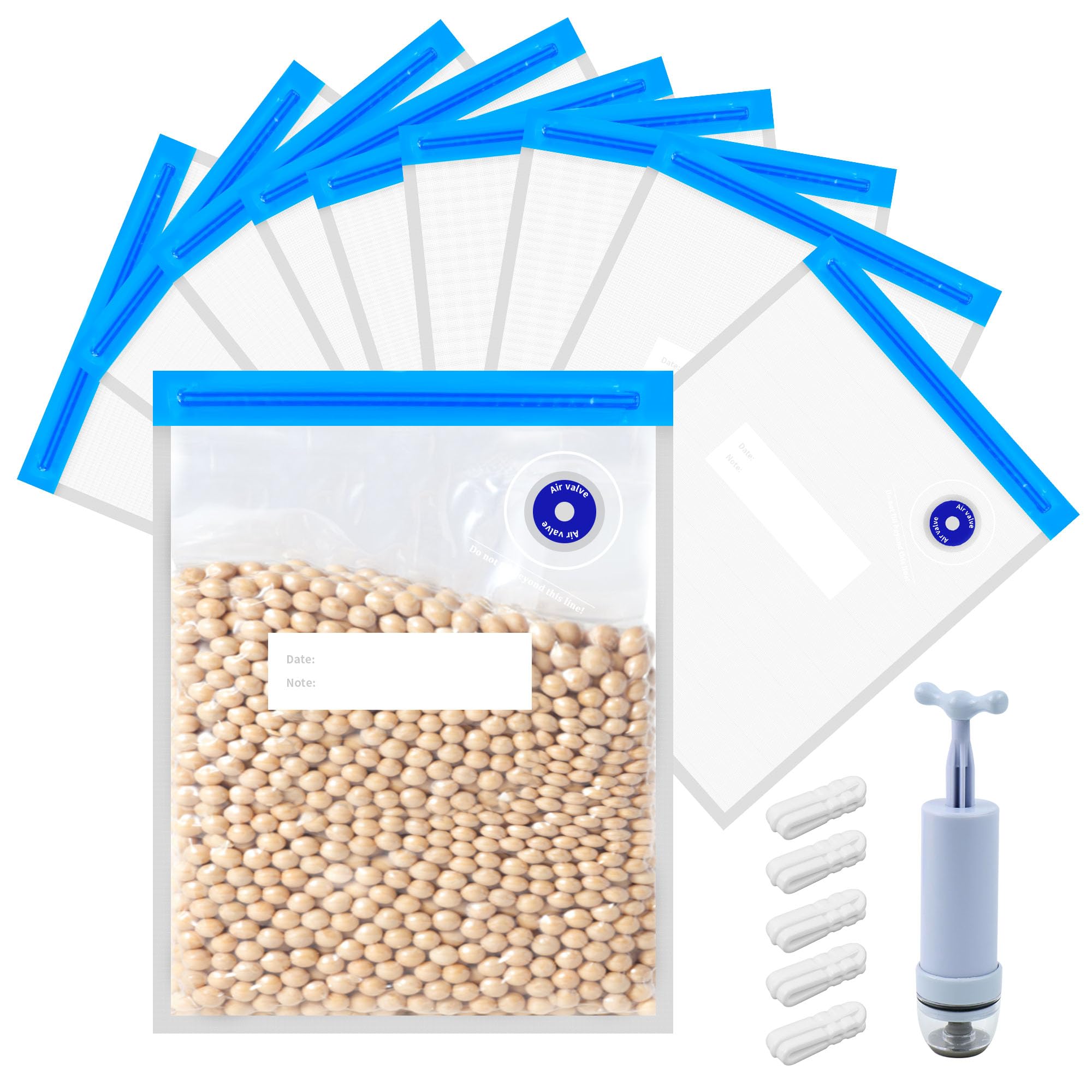 Vakuumbeutel, Vacuum Storage Bags Beutel, Luftdichte Beutel, 10 Stück 22 x 28 cm Sous Vide Beutel mit Pumpe Gefrierbeutel Wiederverwendbar Vakuumgaren Vakuumbeutel Lebensmittel Reißverschluss Küche, Haushalt & Wohnen
