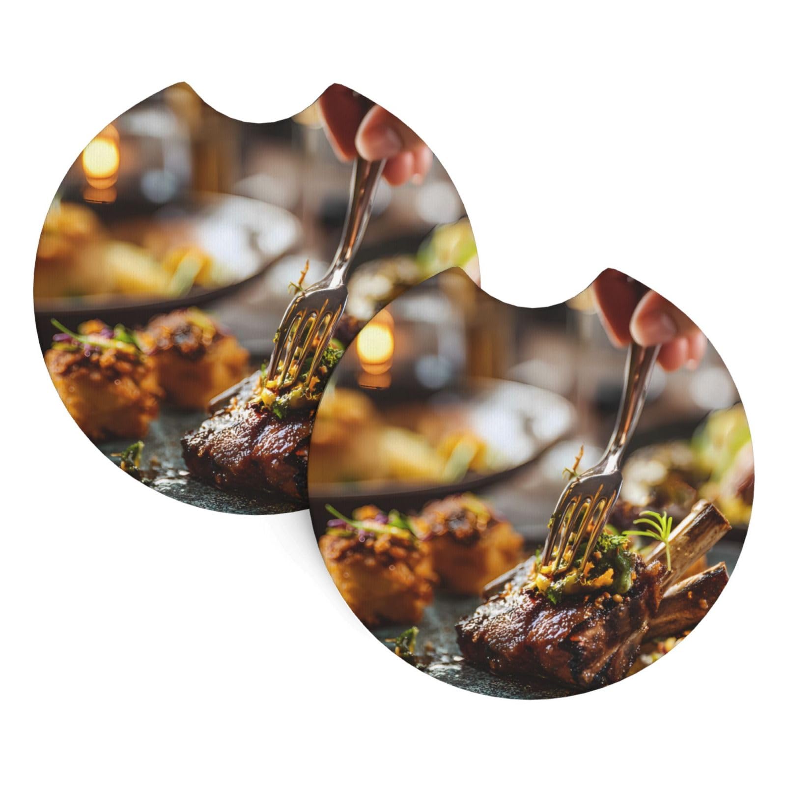 Delicious Beef Car Interior Cup Holder Pad 2 PCS Car Coasters Scratch-resistant Odorless for Most Cars