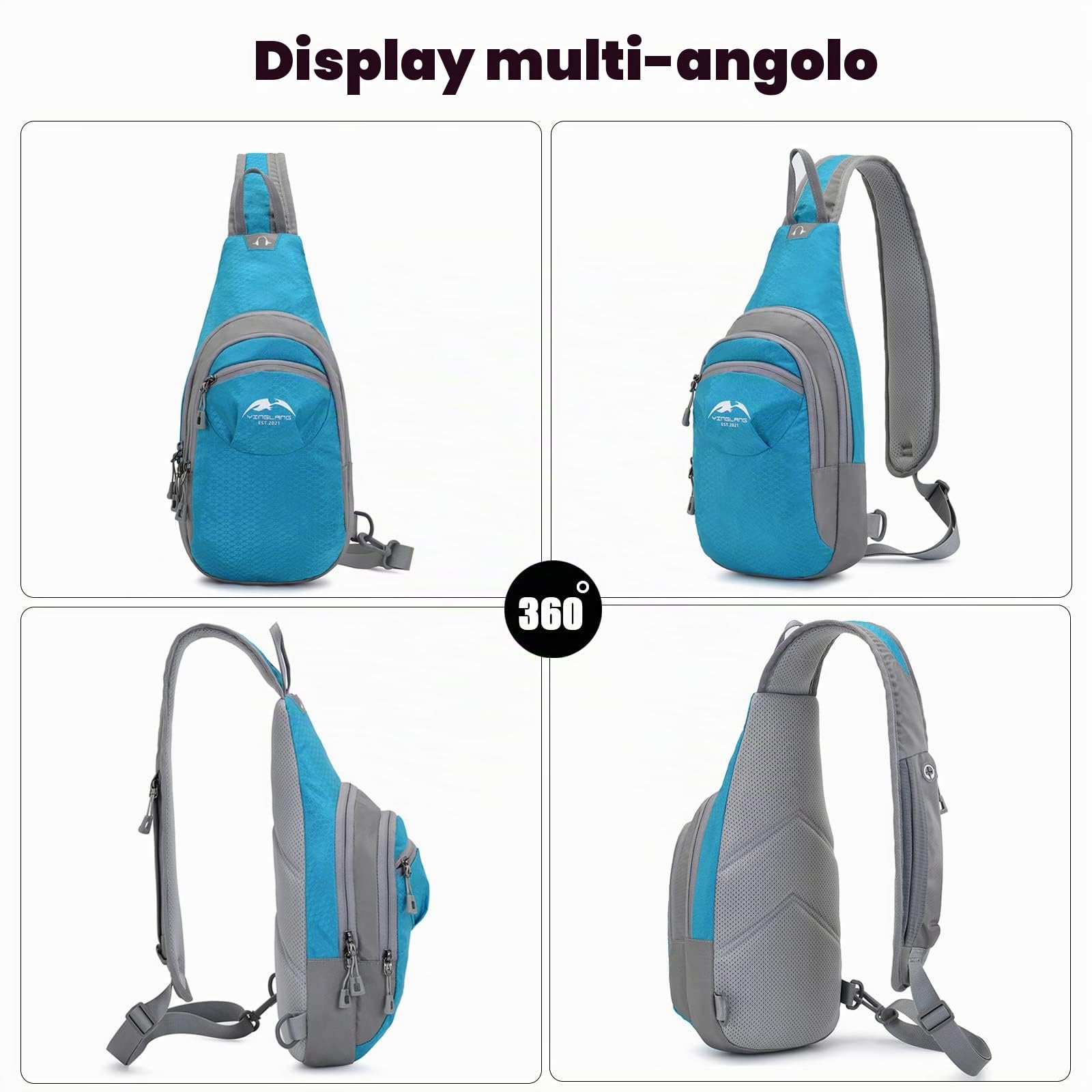 FANDARE Zaino Monospalla da Uomo Borse a spalla da palestra Zaini da hiking Donna Borsa a Spalla da palestra Borsa Tracolla Borsello a Spalla per Sportivo Trekking Ciclismo Viaggio Nero
