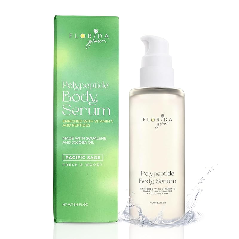 Óleo corporal polipeptídico Florida Glow com esqualano, óleo de jojoba, peptídeos e vitamina C, fragrância Pacific Sage