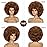 JSDshine Afro Wig For Women - Mix Brown 70s Afro Wigs Natural Looking Huge Afro Kinky Curly Wigs With Bangs Short Bouncy Soft Afro Puff Wig Synthetic Hair Afro Wig For Daily Party Use