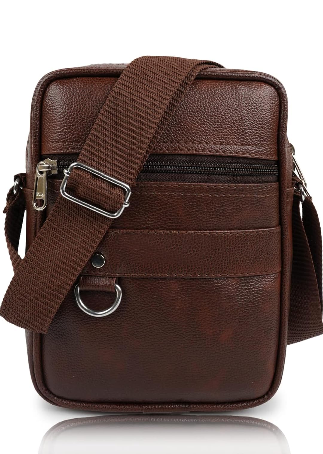 Flikker: Stylish Unisex One Sider Boys Sling Bag Cross Body Shoulder Bag Hand Messenger PU Leather Side Bag for Men & Women Travel/Office Mini Bag (Brown, Pack of: 1)-image-26