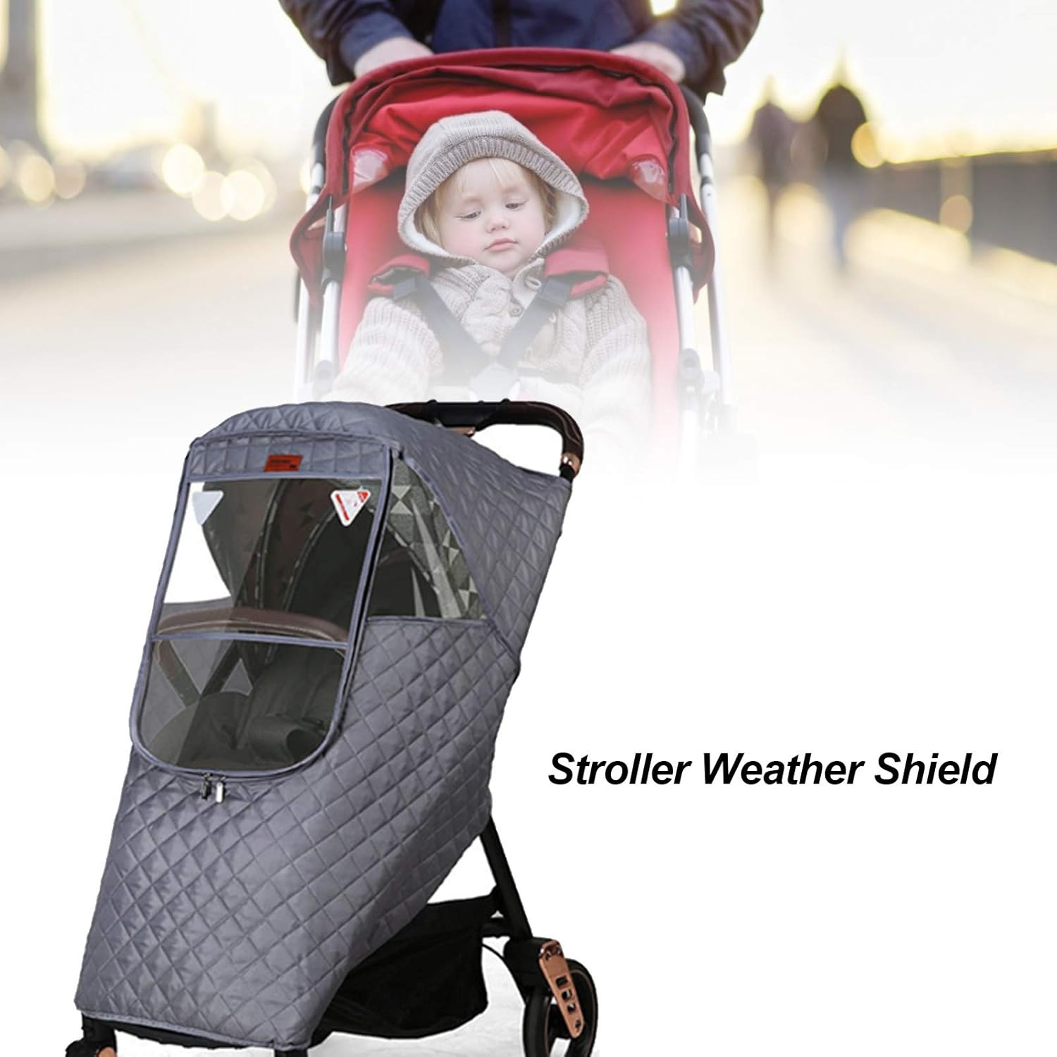 Winter Baby Stroller Cover, Universal Stroller Windshield Rain Cover to Keep Warm in Winter, Baby Travel Weather Shield Stroller Cover for Pushchair (Grey) : Baby