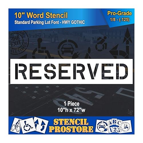 Plantillas de marcado de pavimento  Plantilla reservada de 10 pulgadas  10 x 72 pulgadas x 18 pulgadas (128 mil)  Grado profesional