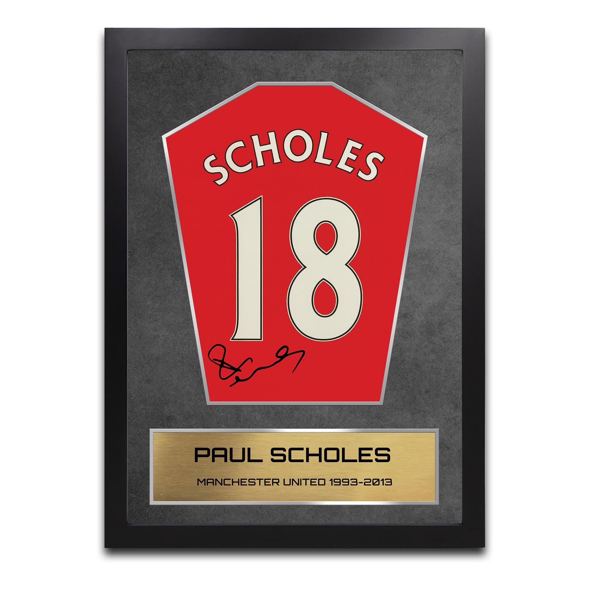 Memorabilia Hub A3 Framed Paul Scholes Manchester Shirt Display Framed - Autograph Print Football Memorabilia
