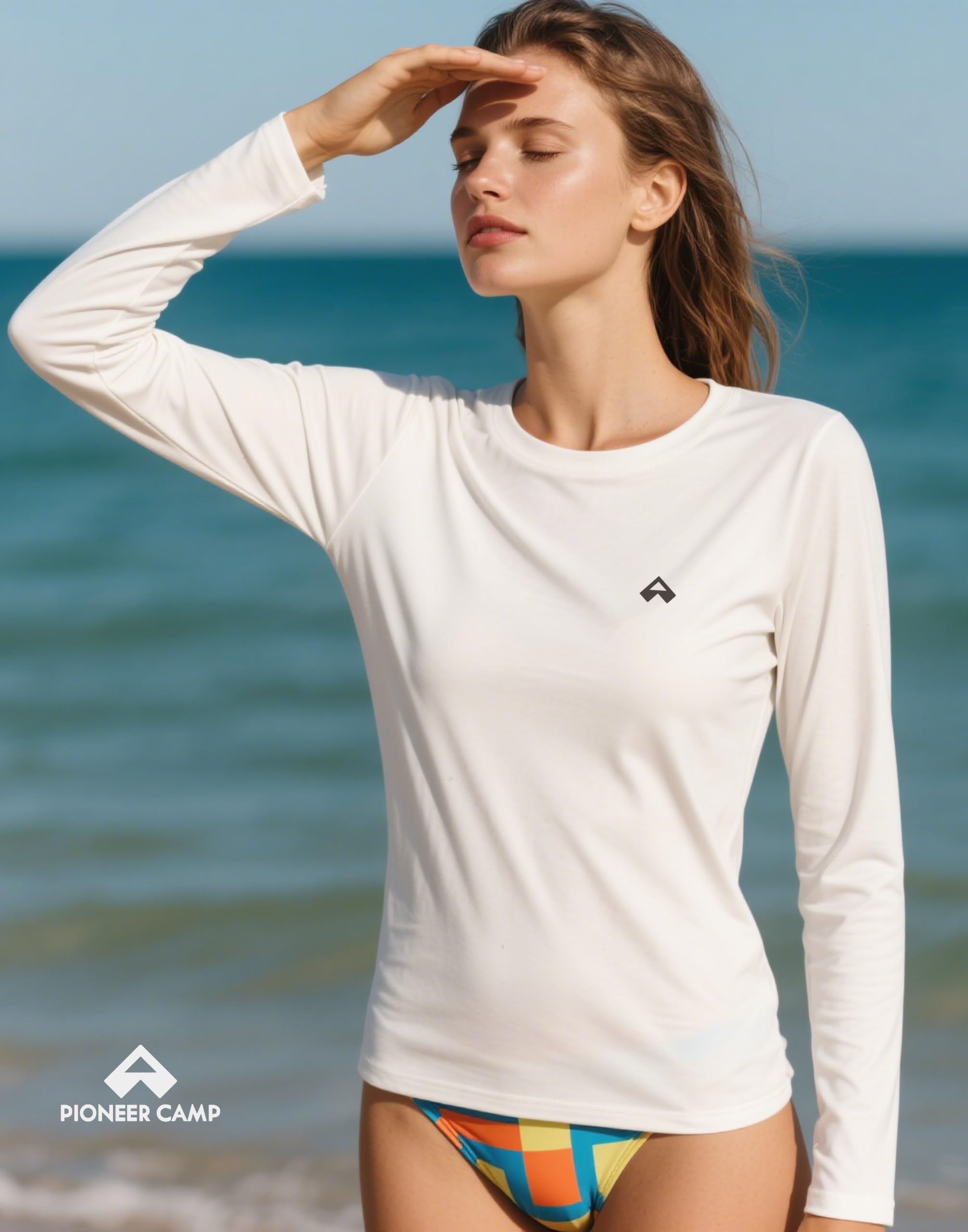 Pioneer Camp Rash Guard - Maglietta da sole da donna, UPF 50+, protezione UV, a maniche lunghe, per allenamento, escursionismo, corsa, ad asciugatura rapida
