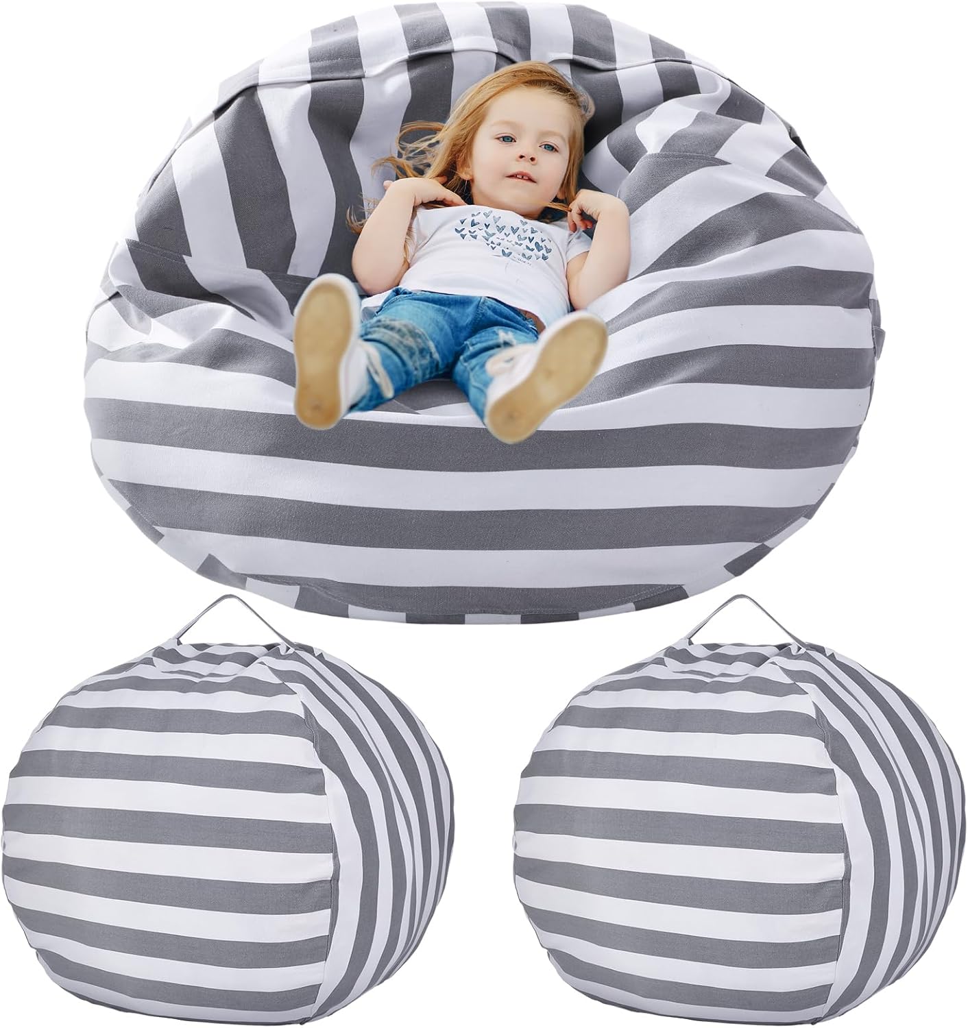 Windyun 2 Pack Stuffed Animal Storage Bean Bag 38 Inch