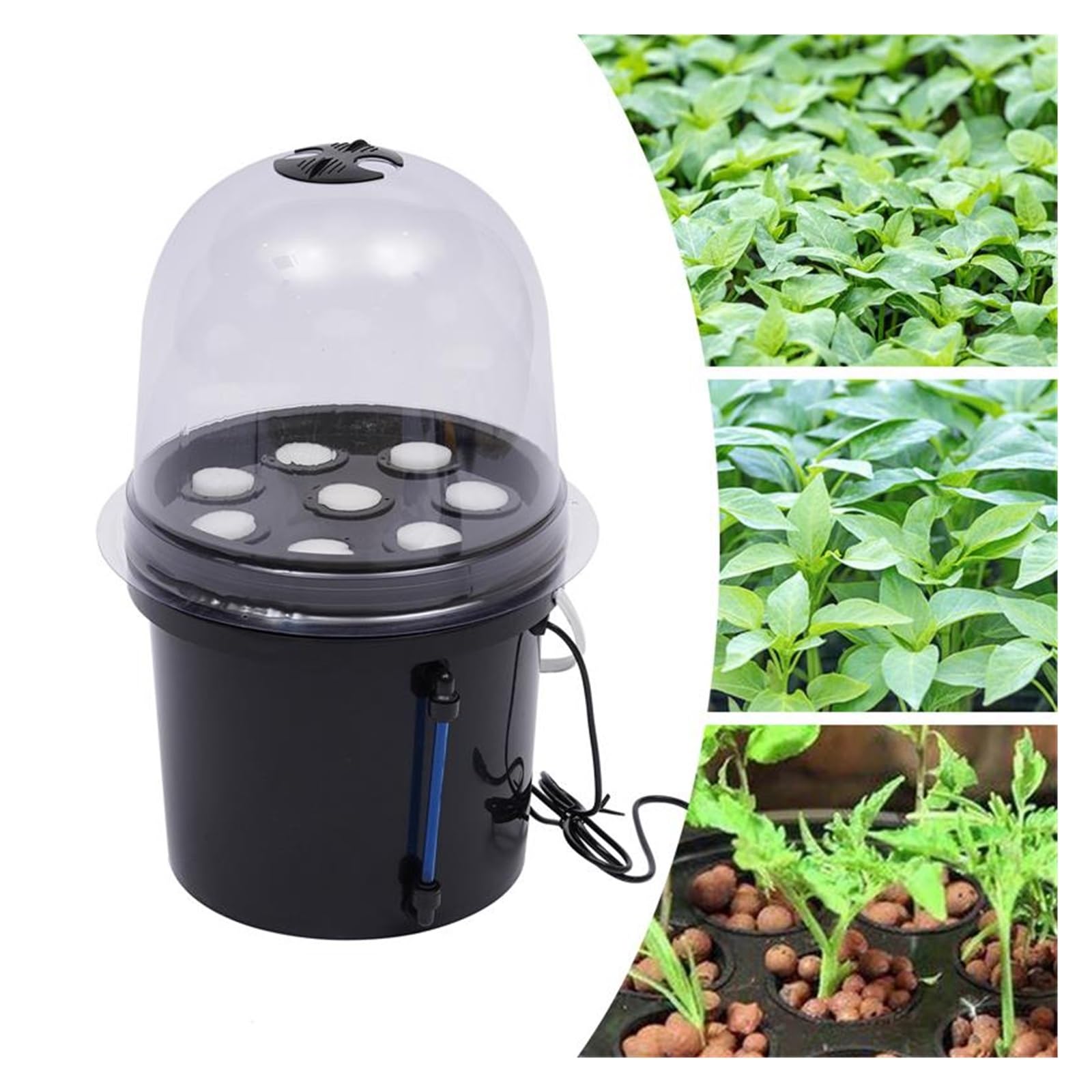 Czarny 8-otworowy 5L Mist Cultivating Box Wysokoprodukcyjny system hydroponiczny do sadzonek i klonowania Warzywa i owoce