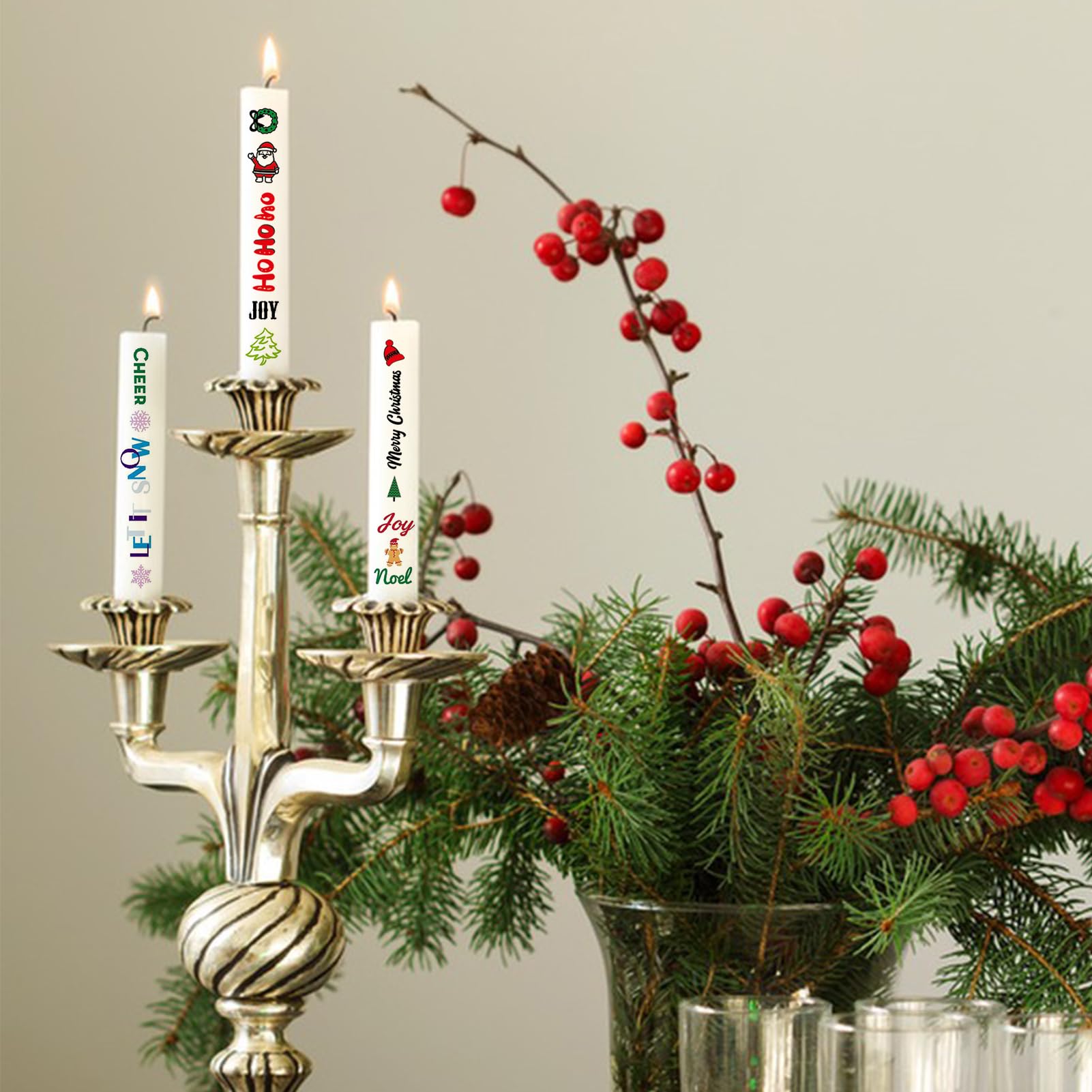 8 stuks kaarsentatoeages Kerstmis tattoofolie - DIY kaarsenstickers kaarsen waterschuiffolie - kaarsenstickers adventskaarsen kaarsen decoreren tattoo stickers voor staafkaarsen of keramiek