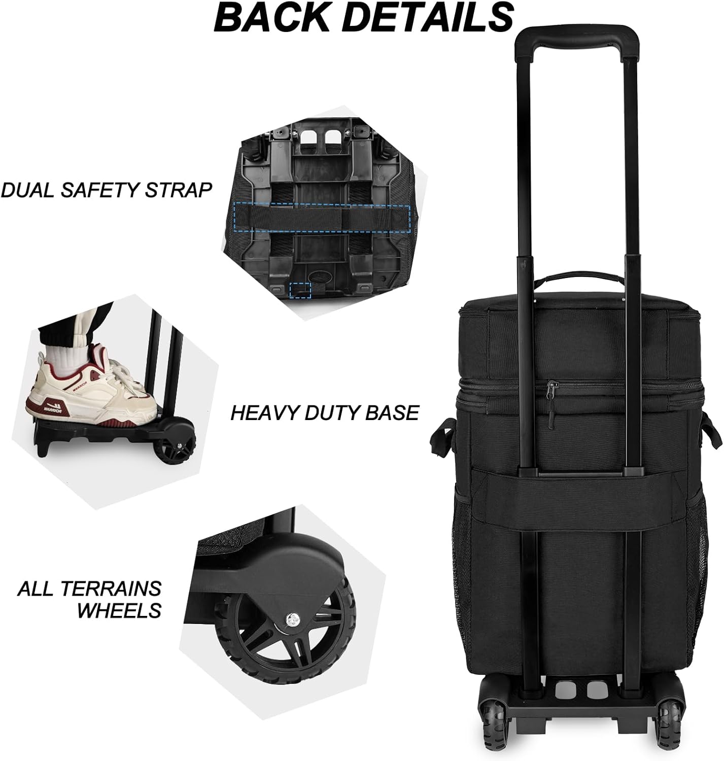 Rolling Cooler with Wheels, Portable Ice Chest for Camping, Picnics, Beach, Tailgates