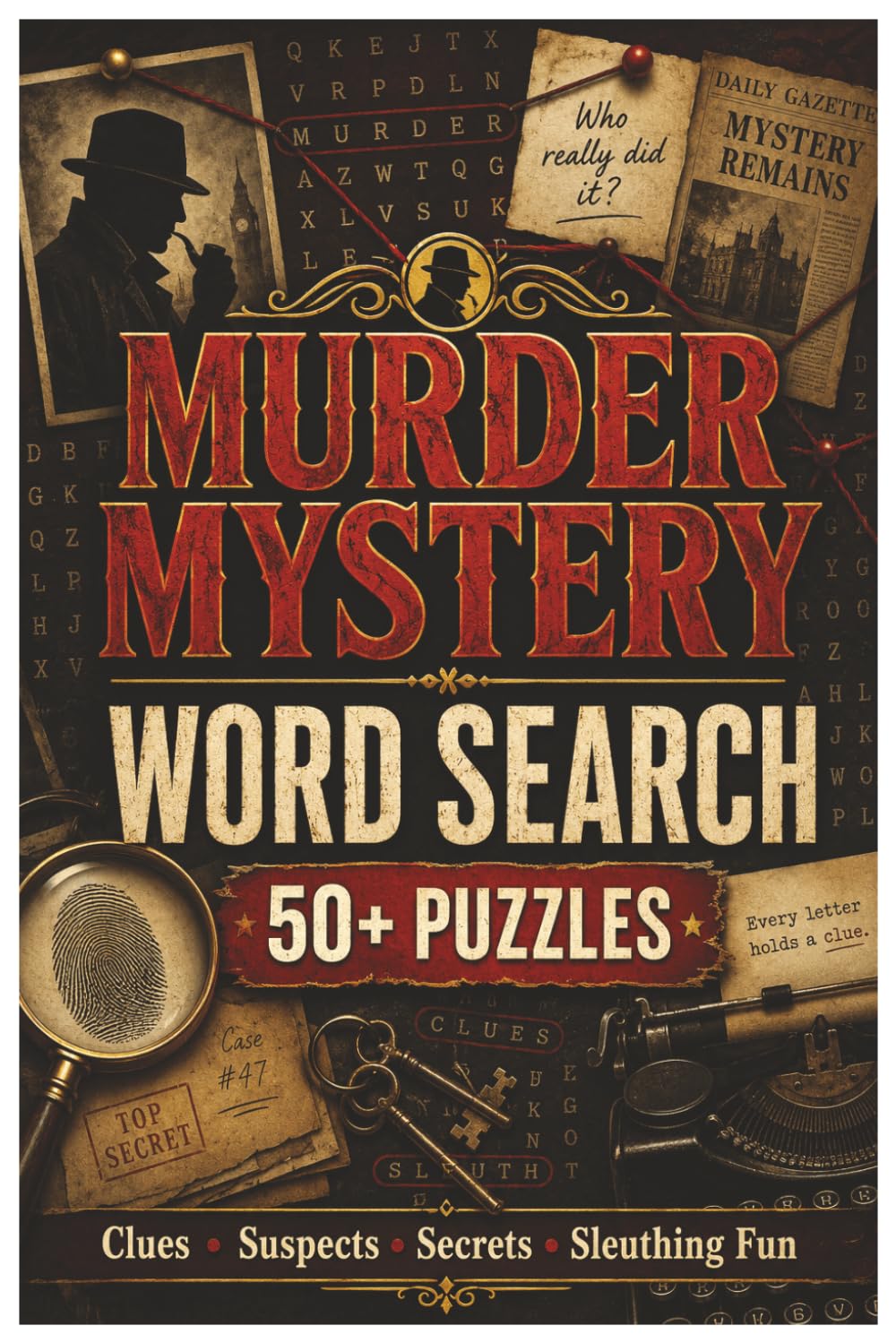 Murder Mystery Word Search: 50+ Fun Puzzles for Adults Featuring Clues, Crimes, Suspects, Detectives, Alibis, Evidence, and Secrets