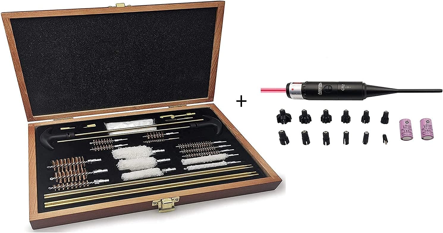 Red Laser Boresighter for All Guns, with Gun Cleaning Kit.