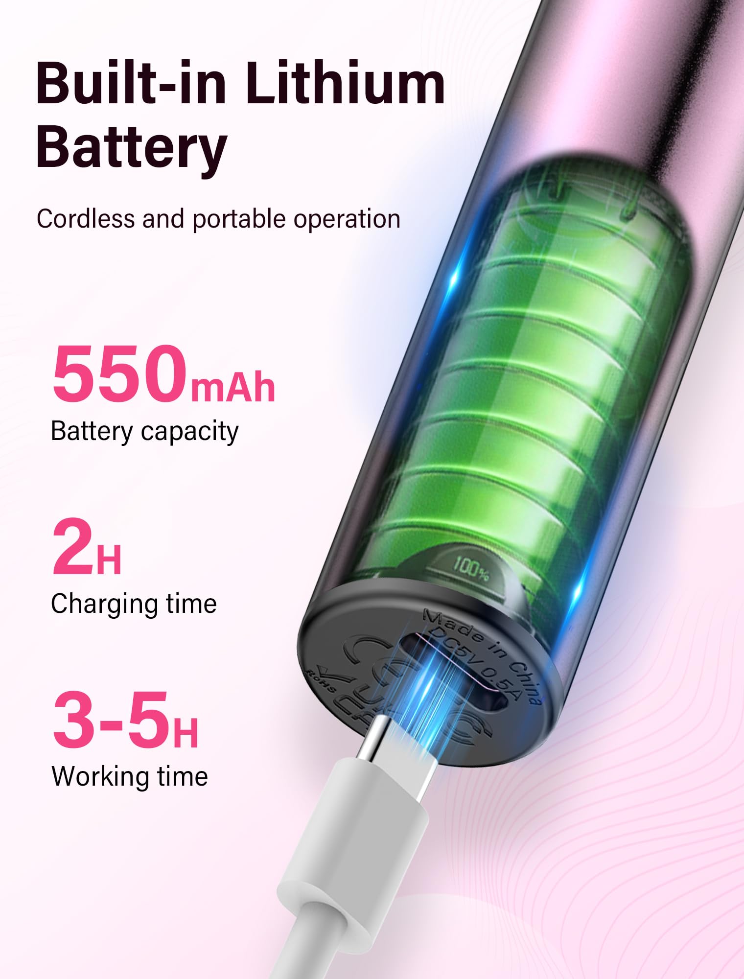 Torno para Uñas,35000RPM Torno para Uñas Profesional,Lima Eléctricas Uñas sin Cable, Velocidad Ajustable, Recargable por USB, para Salón DIY,Manicura y Pedicura