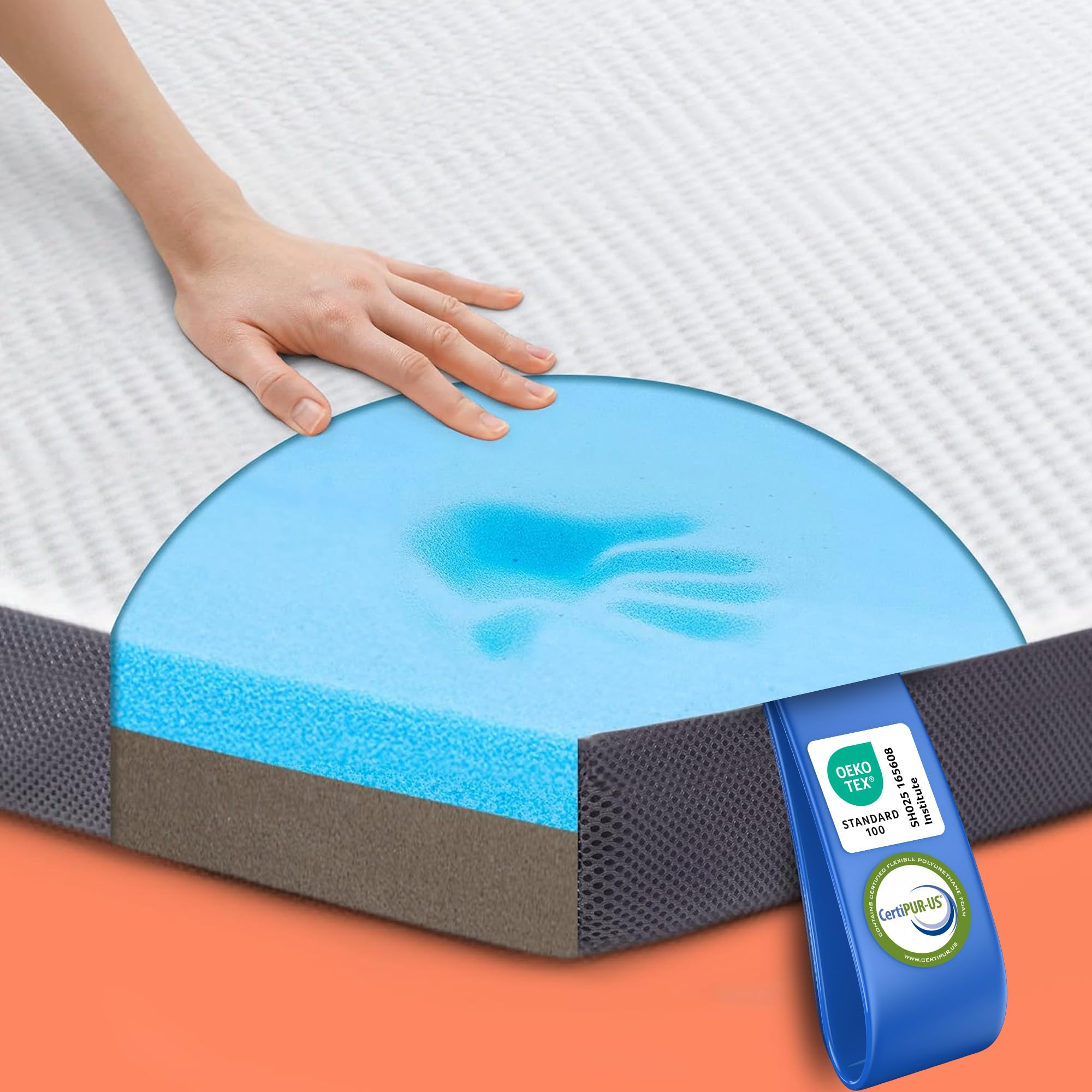 MKS Topper in gel 2 in 1 – Topper in schiuma gel 160 x 200 cm con H3 & H4, comfort a 5 strati, sollievo dalla pressione e lati in rete – coprimaterasso reversibile per dormire laterale, schiena e