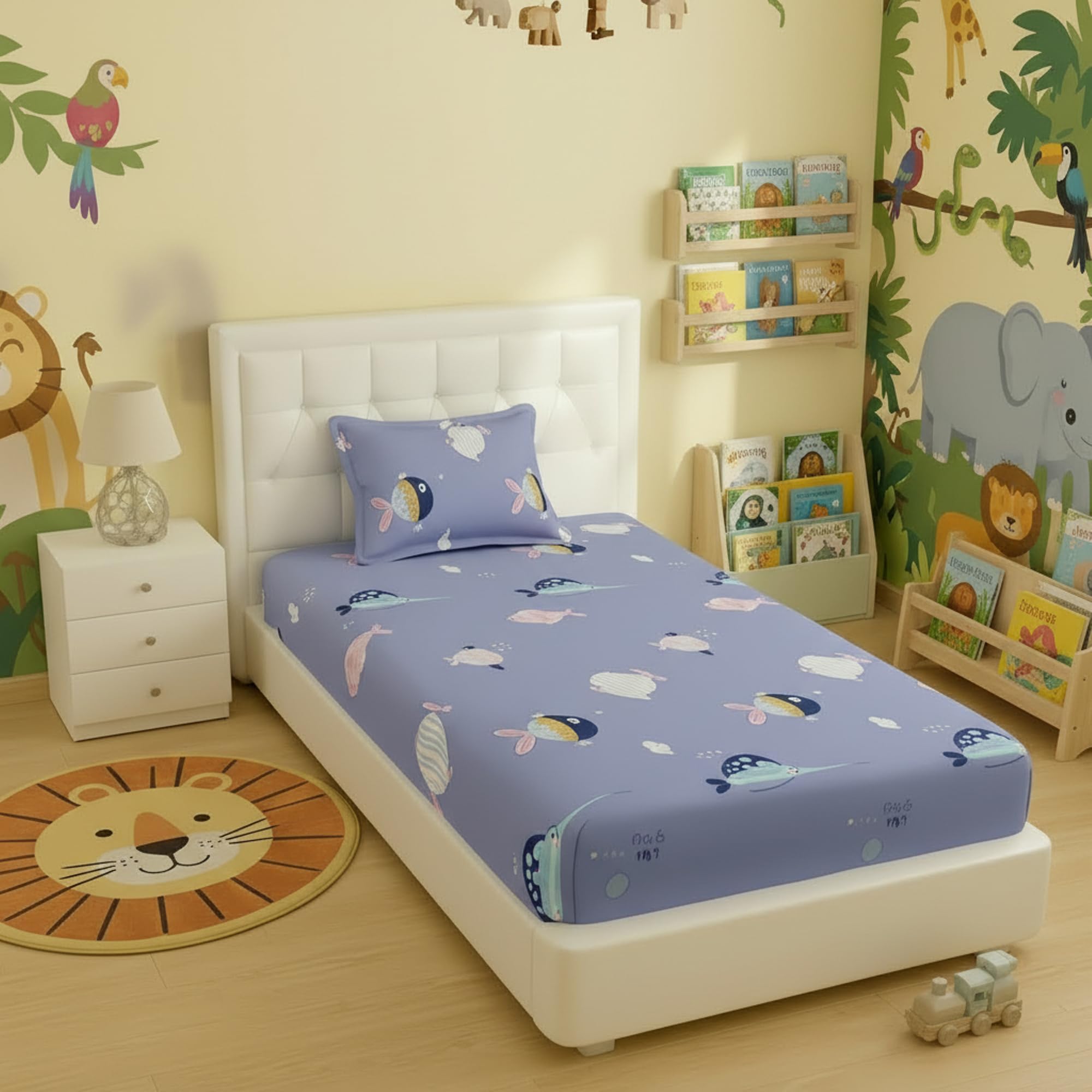 Filymore Fish Single Bedsheet for Kids Cute Purple bedsheet for Kids Cartoon ...
