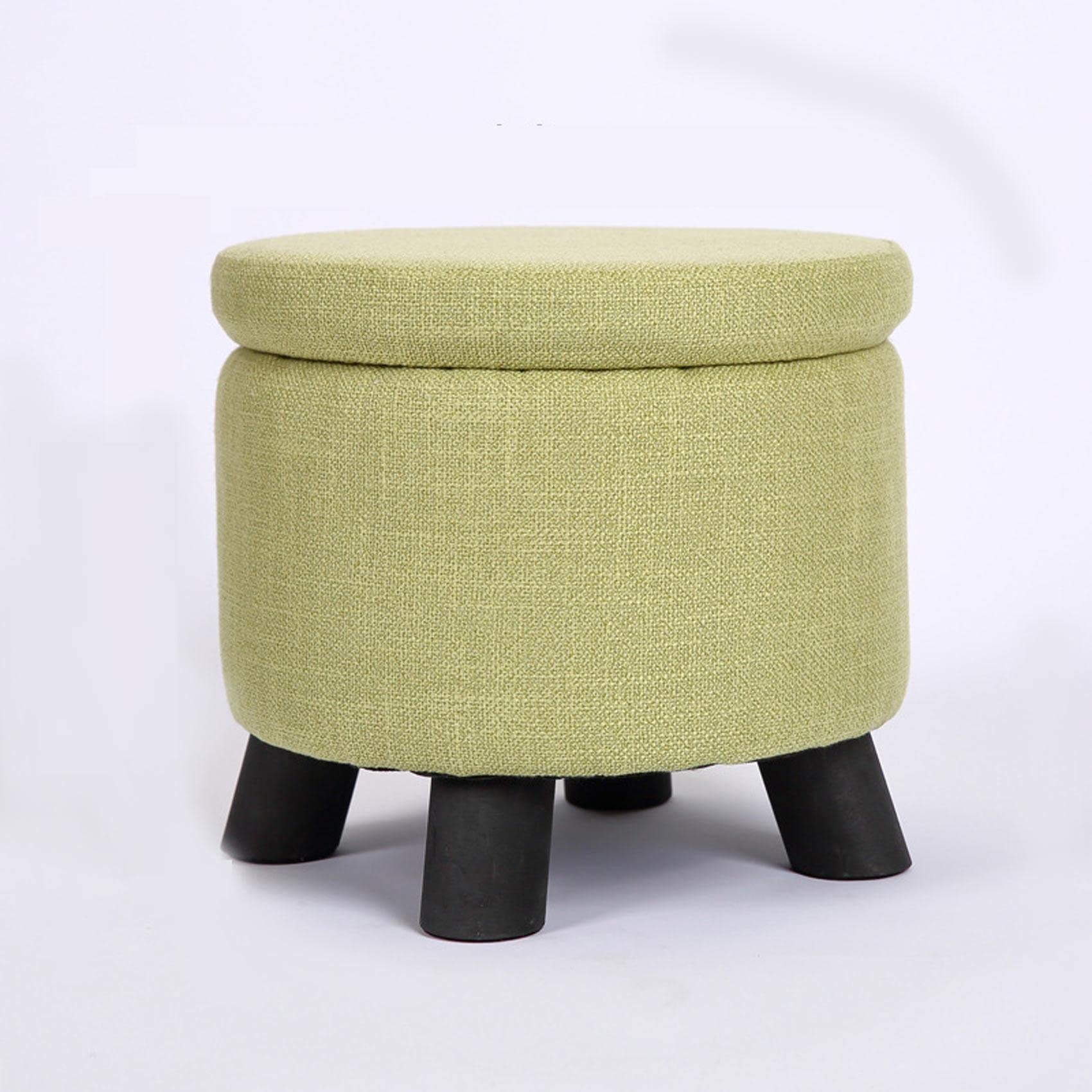 Pouf Pouf Contenitore Pouf Pouf con Gambe Pouf Rotondi in Cotone e Lino Pouf per la Camera da Letto Pouf per Soggiorno, Beige- 33 * 30cm